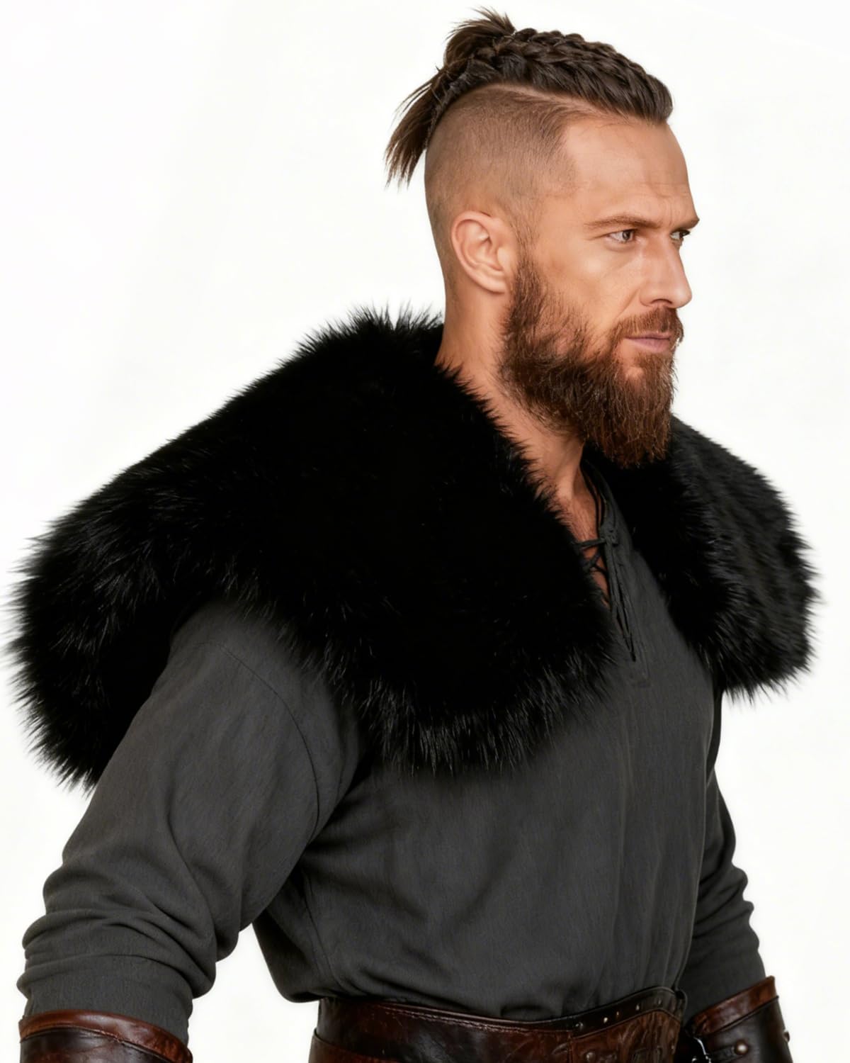 keland Viking Kunstfell Kragen für Männer Schal Capelet Wrap Kostüm Accessoire