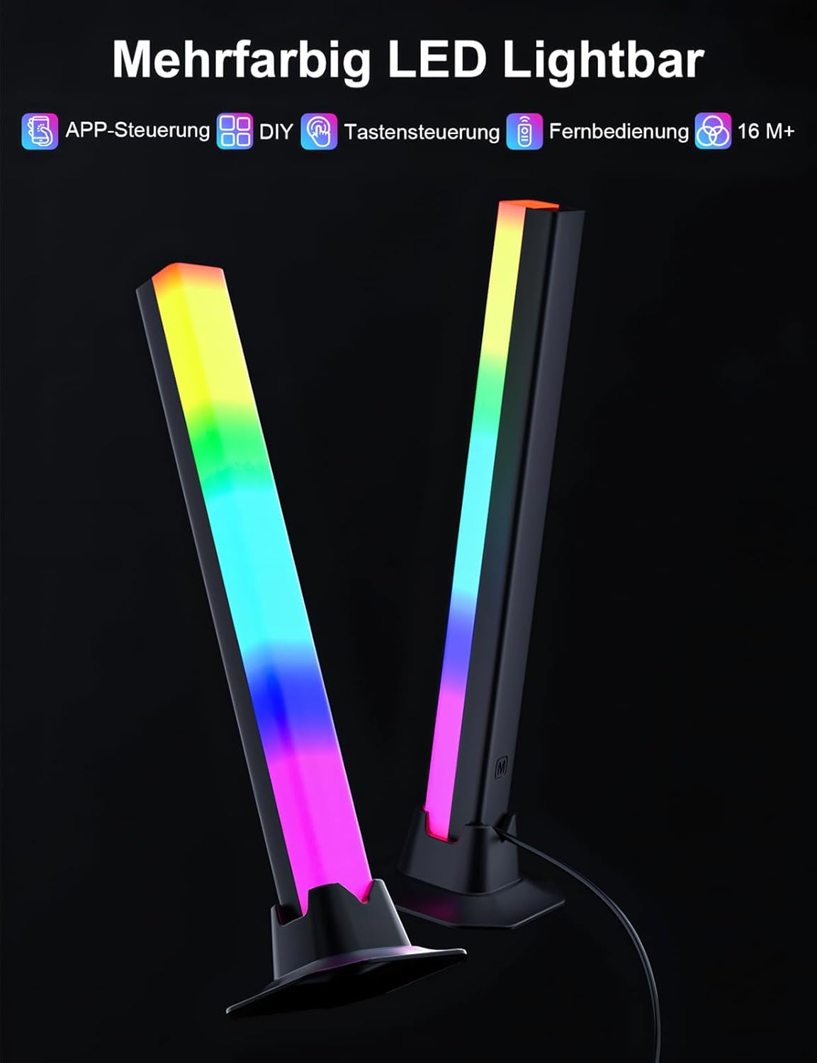 LED Lightbar, RGB IC Lampe 32 CM, Gaming Beleuchtung, Gaming Setup Deko, Musik Sync und Timing Funktion, APP und Fernbedienung, Ambient Lampe für Schreibtisch, TV, Monitor, Zimmer, Urlaub