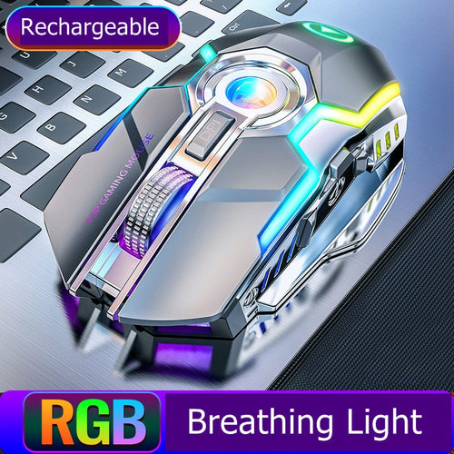 Kabellose RGB Gaming-Maus mit Akku und Stummschaltung