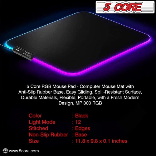 5Core RGB Gaming-Mauspad – 12 Lichteffekte für dein Gaming-Setup