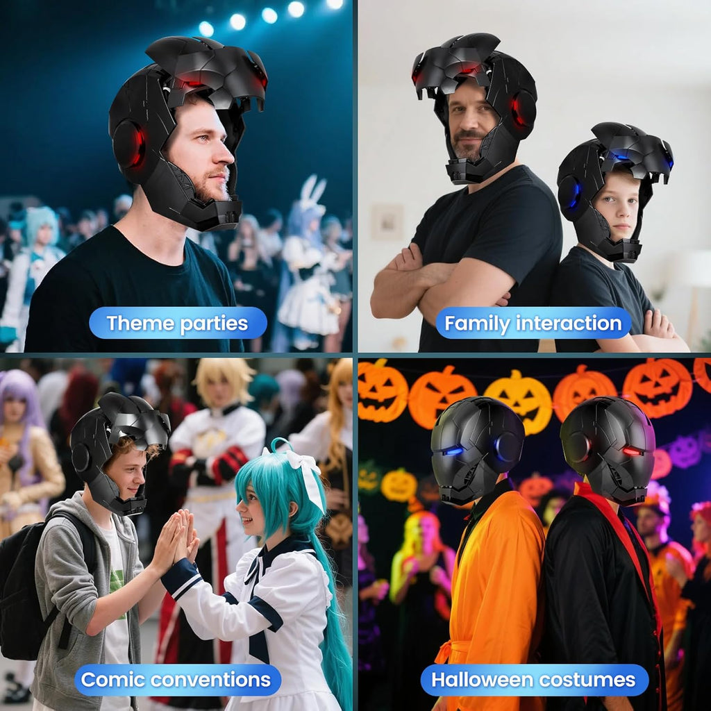 Iron Hero MK 5 Black Edition Sammlerhelm für Herren 1:1 mit Stimme, Touch und Fernbedienung, LED-Augen und realistischen Soundeffekten, Cosplay-Geschenk und Display für Erwachsene und Jugendliche