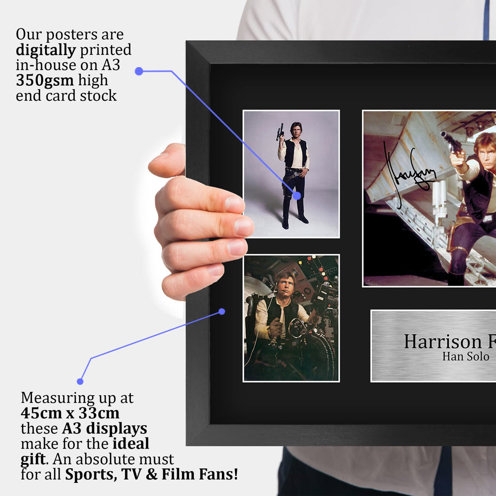 HWC Trading FR A3 Harrison Ford Star Wars Han Solo Geschenke Gedruckt, Signiert Autogramm Bild Display Für Film-Erinnerungsstücke-Fans - A3 Eingerahmt