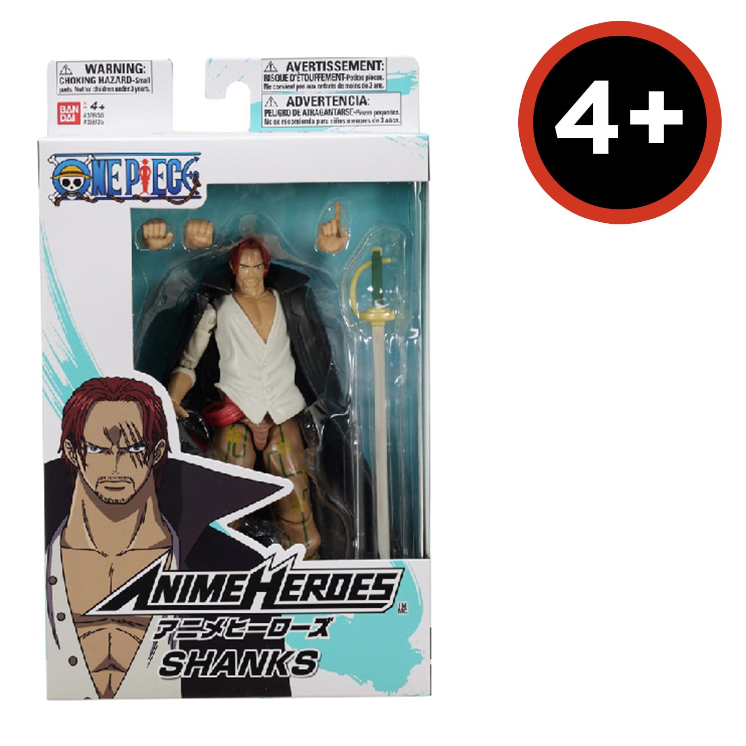 BANDAI – Anime Heroes – One Piece Figur – Lorenor Zorro 17 cm Three Sword Style – Offizielle Lizenz One Piece – Bewegliche Manga Figur Zorro 3 Schwerter – Spielzeug für Kinder ab 4 Jahren – 37052