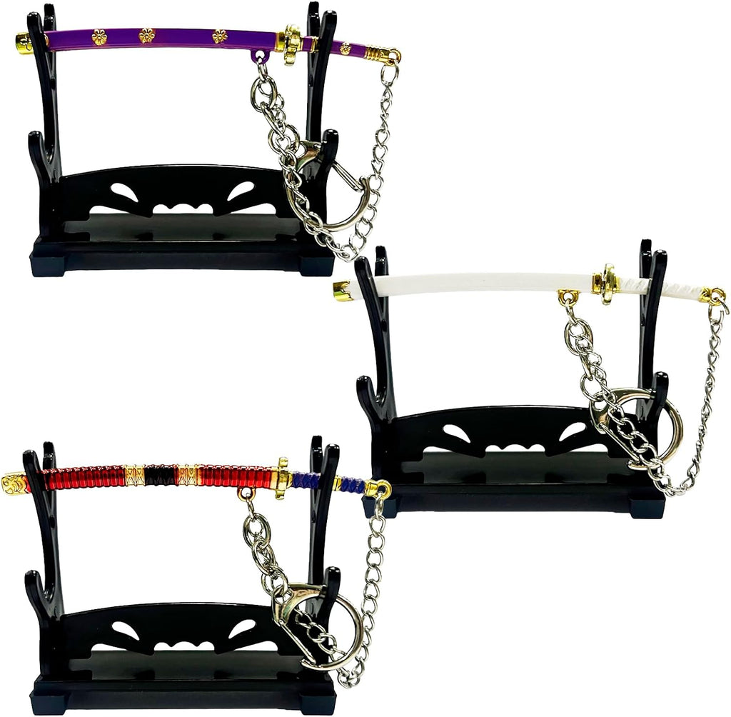 Anime Schlüsselanhänger Set – 3 Mini-Katana (9 cm) Legendäre Samurai-Schwerter – Wado Ichimonji, Sandai Kitetsu, Enma – Anime Merch – Geschenk & Deko
