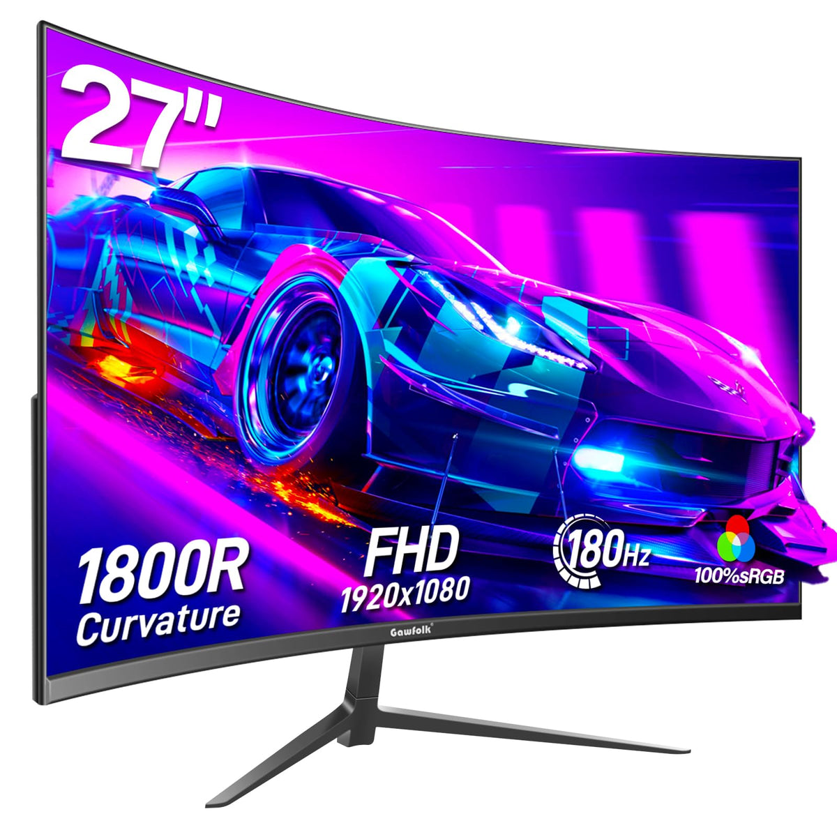 Gawfolk UltraWide Monitor 34 Zoll IPS, Gaming PC Bildschirm 120Hz DFHD(2560×1080P), 21:9 Rahmenloses Computerbildschirm mit FreeSync, HDMI, DisplayPort, VESA 75 * 75mm, Schwarz