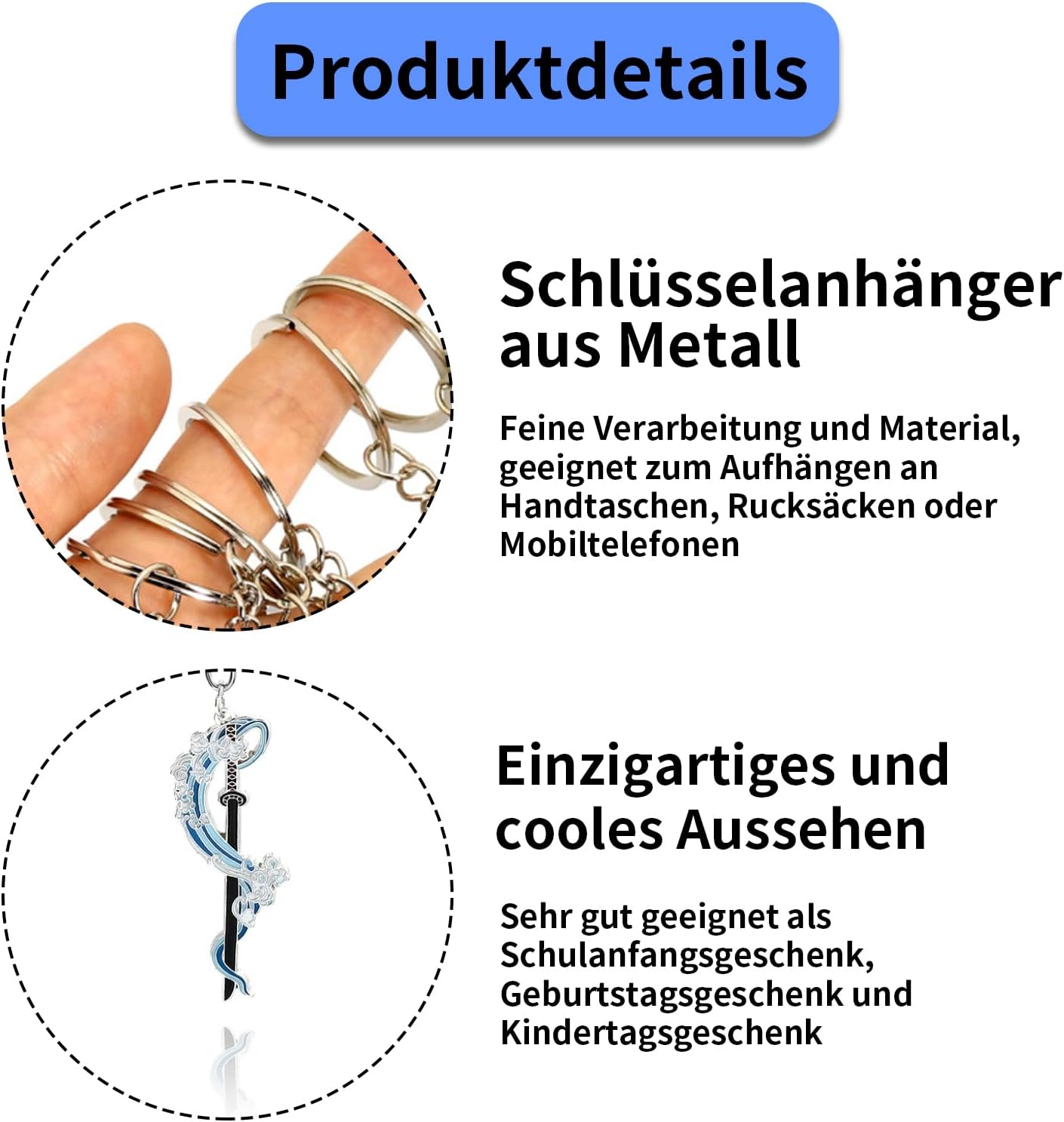 AHEJIOO 2 Stück Demon Slayer Schlüsselanhänger, Demon Hunter Katana, Anime Schlüsselanhänger Personalisiert Deamon Slayer, Geeignet Für Kleidung, Taschen, Key chain Als Dekoration Oder Als Geschenk