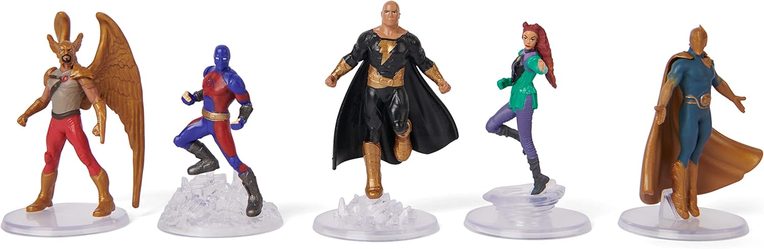 DC Comics, Black Adam Justice Society Set 5er-Pack, 5,1 cm Actionfiguren mit Ständer, Black Adam Movie Collectible Kids Toys, ab 3 Jahren