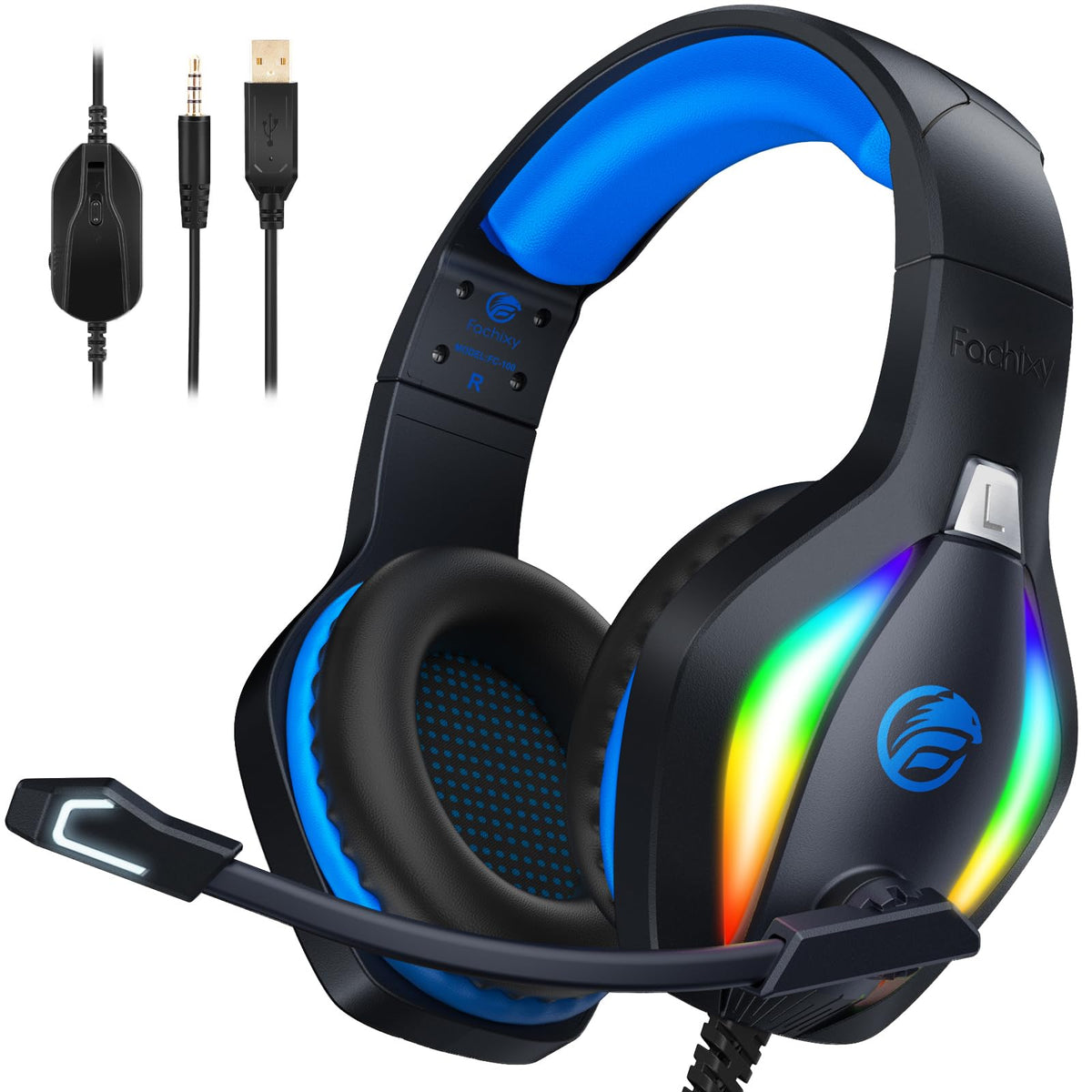Fachixy Wireless Gaming Headset mit Mikrofon für PS5, PS4, PC, Mac, Switch