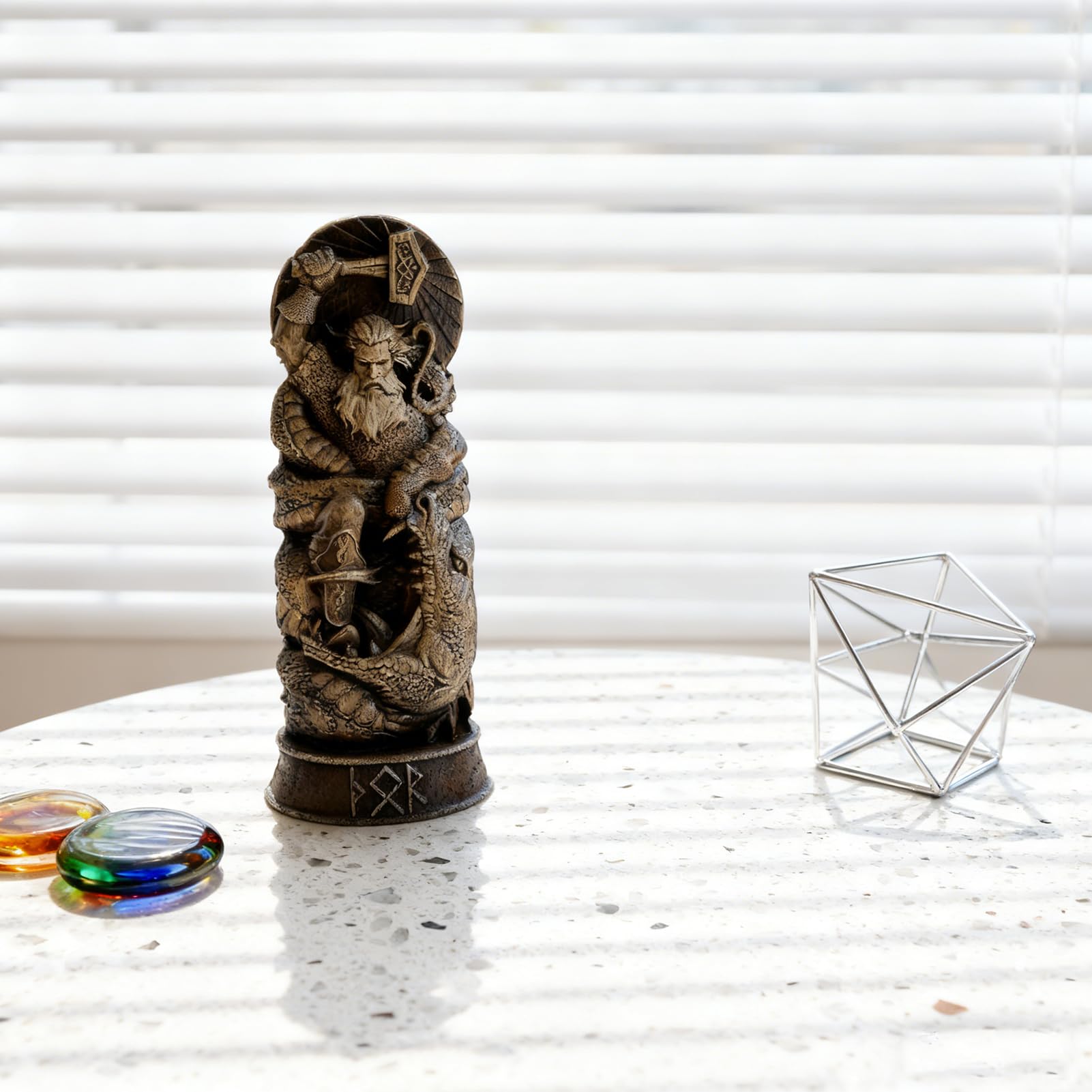 Nordischer Gott Harz Statue, Harz Griechischer Gott Skulptur,22 X 9 cm Nordische Götter Wikinger Deko Statue, für Zuhause Weinschrank Regal Bücherregal (Odin)
