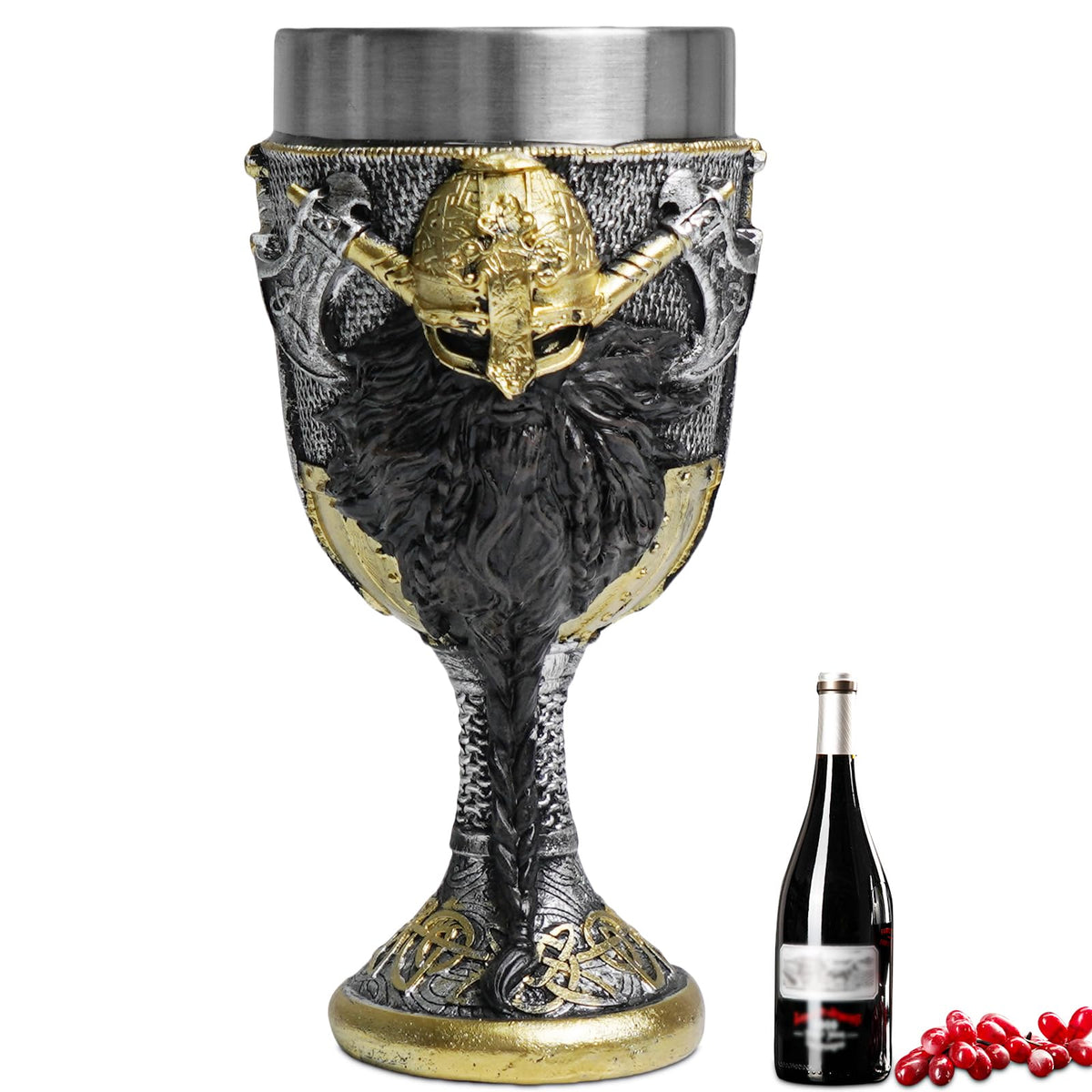 ZONSUSE Mittelalter Drache Kelch, Gotischer Drachen Kelch, Flugsaurier Edelstahl Weinkelch, Roter Drache auf Kreuzsockel, Magischer Dragon Goblet,Idee Geschenk für Fantasy Fans 200ml (Rot Goblet)