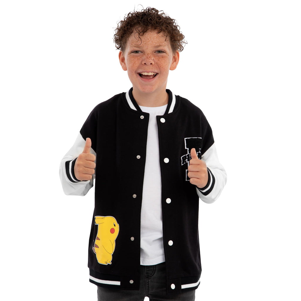 Pokemon Jacke Für Jungen, Pikachu Bomberjacke Mit Bouclé Applikation, Jacken Für Jungen Aus Baumwolle, Jacke Bomberjacke Mit Print Im Versity-Stil