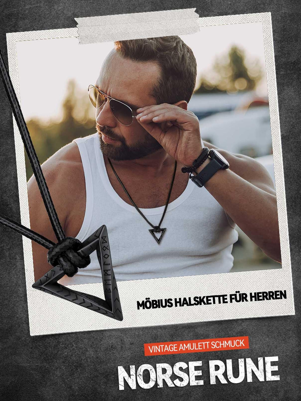 FaithHeart Lederkette Herren Damen Leder Halskette Männer Kette mit Runen Anhänger Edelstahl Lederband mit Mobius Rund/Dreieck/Unendlichkeit Kunstleder Lederhalsband verstellbar Wikinger Schmuck