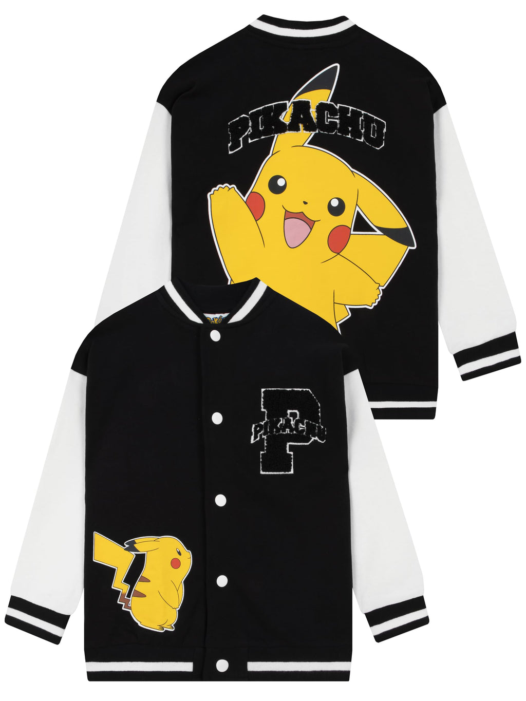 Pokemon Jacke Für Jungen, Pikachu Bomberjacke Mit Bouclé Applikation, Jacken Für Jungen Aus Baumwolle, Jacke Bomberjacke Mit Print Im Versity-Stil