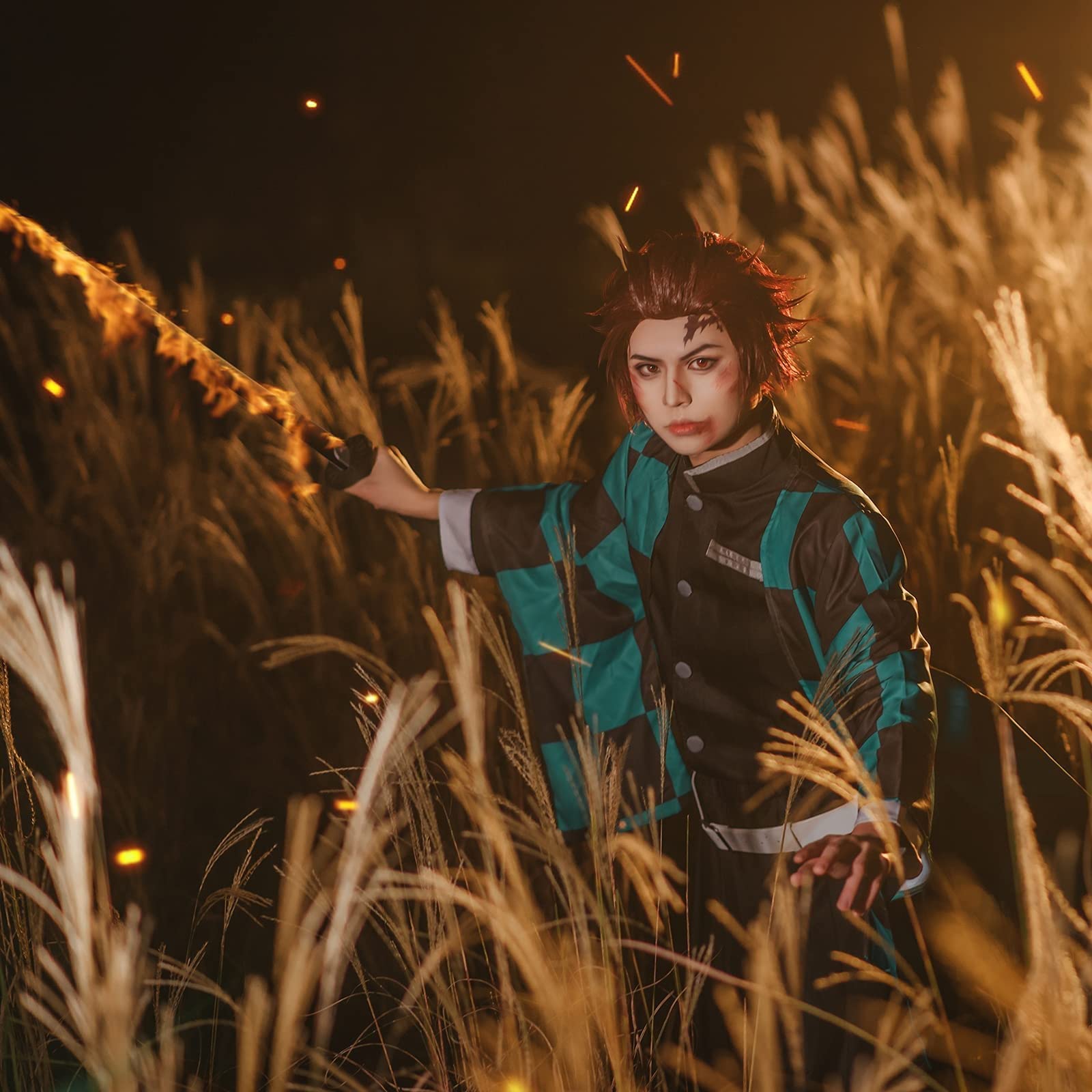Fiamll Tanjirou Zenitsu Giyuu Cosplay Kostüm für Japanischer Anime Kimono demon cosplay Outfit Halloween Kostüm