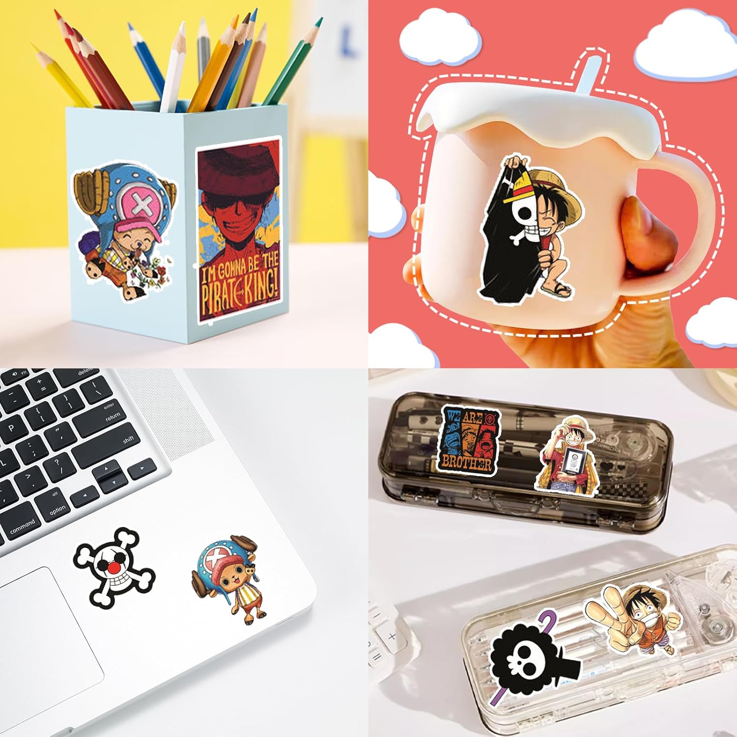 One Piece Aufkleber, One Piece Sticker, 100 Pcs Wasserdicht Sticker Ubephant Style Decals Computer Skateboard Gepäck Aufkleber Geschenke für Kinder