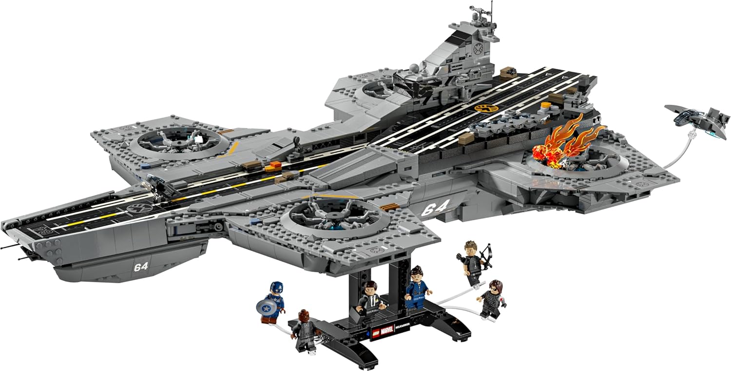 LEGO ǀ Marvel S.H.I.E.L.D.-Helicarrier - Flugzeugträger Modellbau für Erwachsene - 6 Minifiguren inkl. Captain America & Nick Fury - DIY Regaldeko - Avengers Geschenk für Fans - 76354