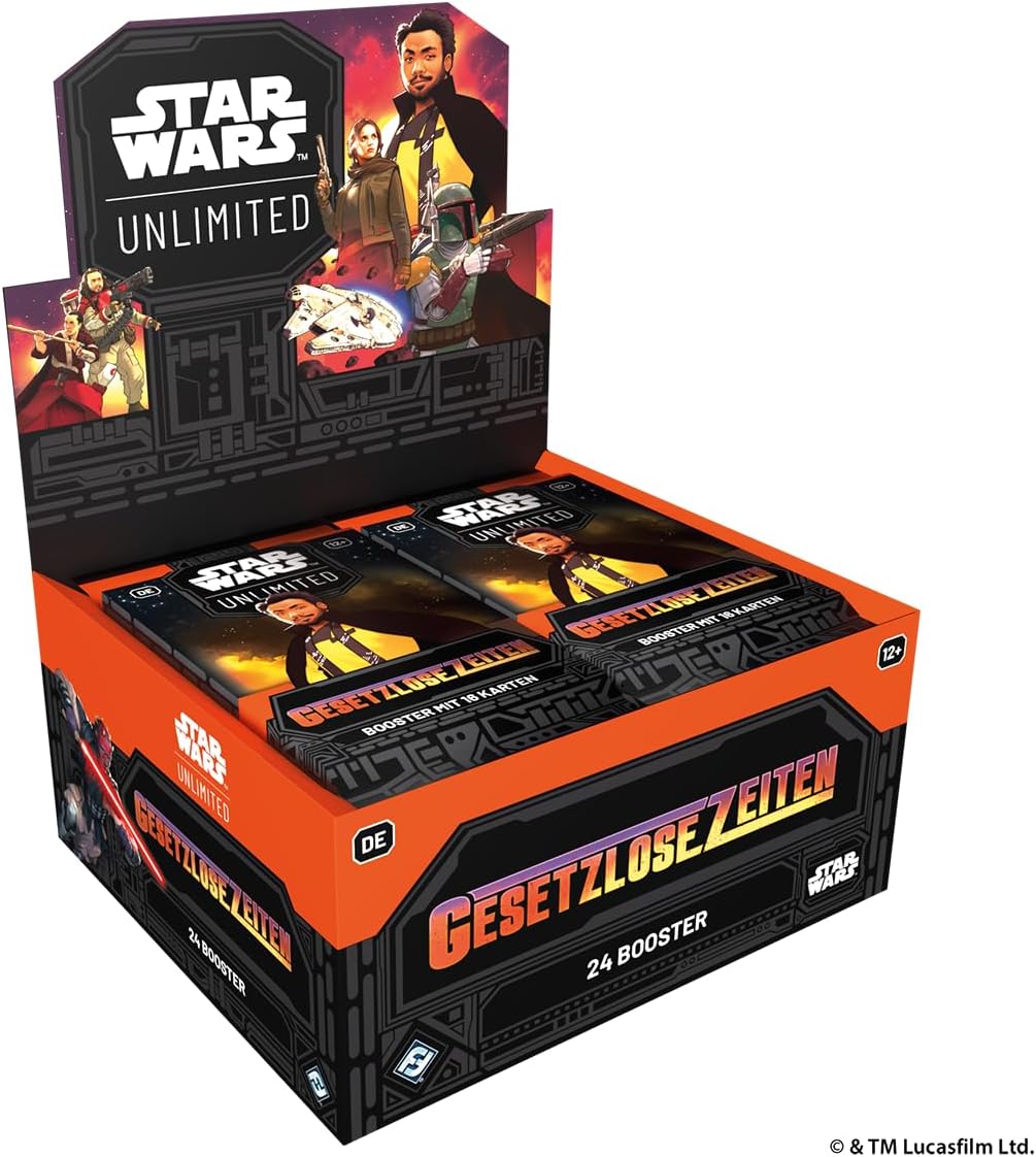 Asmodee - FFG - Star Wars: Unlimited Trading Card Game - Gesetzlose Zeiten - Booster Display (24 Booster Packs), TCG für Kinder und Erwachsene, Alter 12+, 2+ Spieler, 20 Minuten, Deutsch