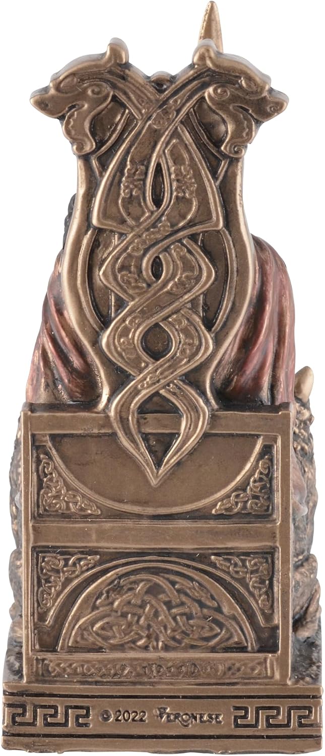 VOGLER Joh. Vogler GmbH Germanischer Gott Odin auf dem Thron, aus Kunststein, mit Bronzefarbe von Künstlerhand bemalt, by Veronese