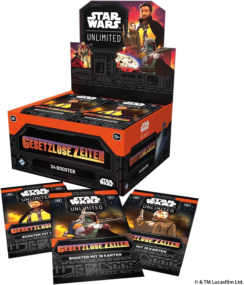 Asmodee - FFG - Star Wars: Unlimited Trading Card Game - Gesetzlose Zeiten - Booster Display (24 Booster Packs), TCG für Kinder und Erwachsene, Alter 12+, 2+ Spieler, 20 Minuten, Deutsch