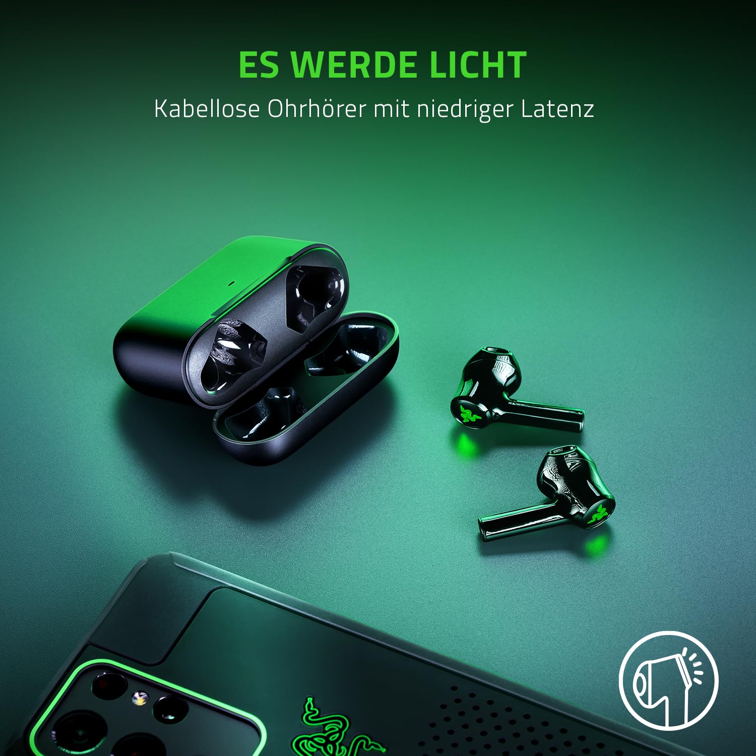 Razer Hammerhead HyperSpeed - Drahtlose Multiplattform-Gaming in ear Kopfhörer für Xbox (True Wireless Gaming Earbuds mit HyperSpeed Wireless & Bluetooth 5.3, Chroma RGB) Schwarz