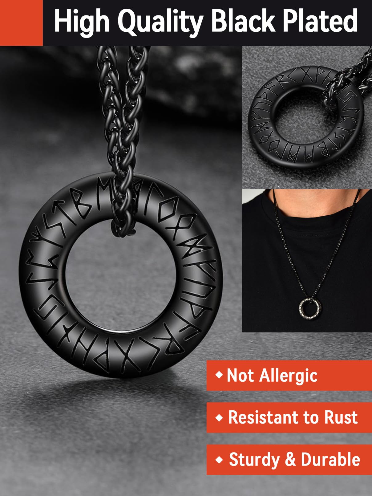 FaithHeart Lederkette Herren Damen Leder Halskette Männer Kette mit Runen Anhänger Edelstahl Lederband mit Mobius Rund/Dreieck/Unendlichkeit Kunstleder Lederhalsband verstellbar Wikinger Schmuck