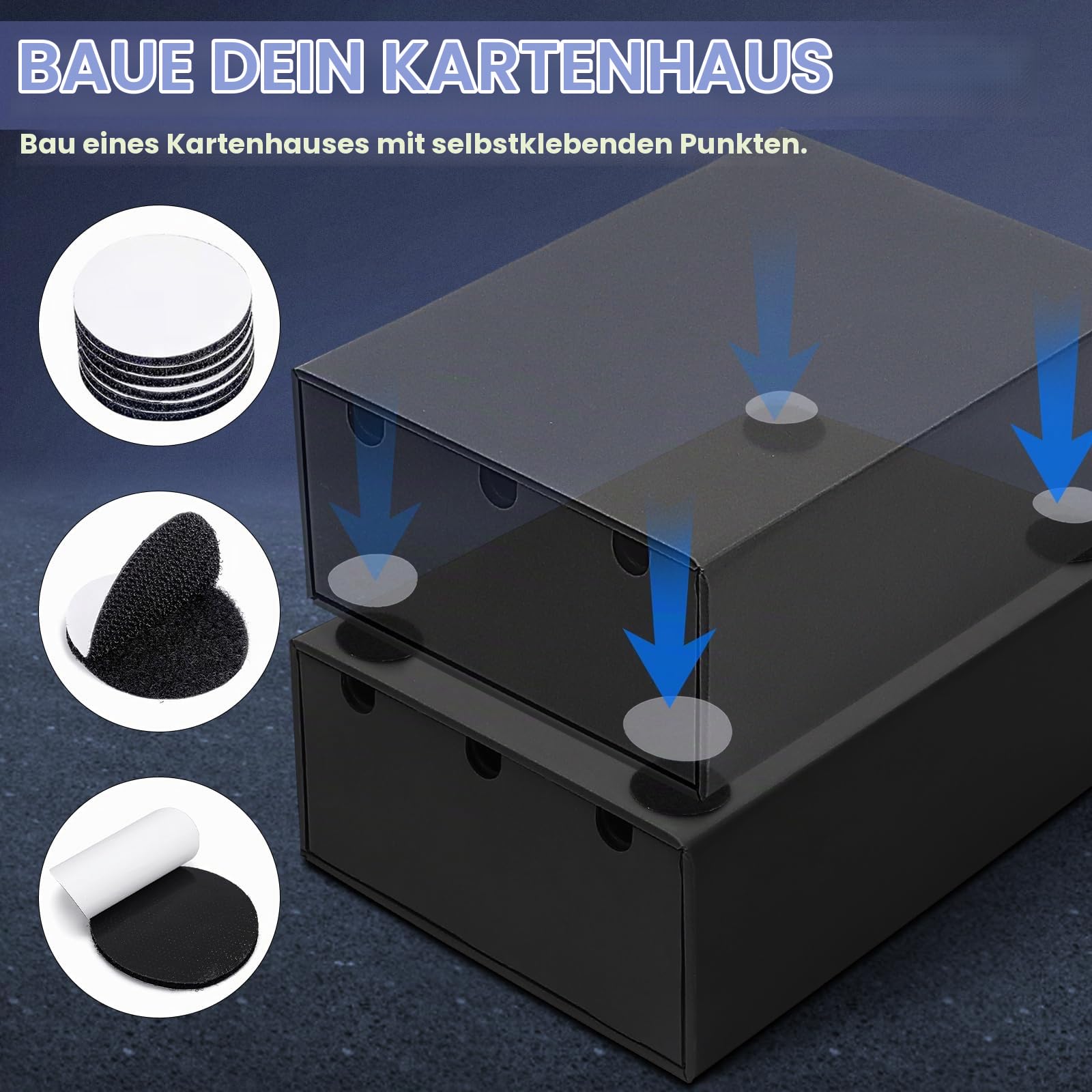 AOBOPLE Karten Box für 12000+ Trading Card,Sammelkarten-Aufbewahrungsbox mit 48 Kartenteiler,Etiketten Klebeband und Schubladen,Sammelkarten Box Trading Card Box für TCG,MTG,PTCG,Sports Karten