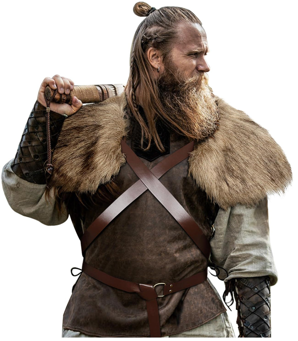 keland Viking Kunstfell Kragen für Männer Schal Capelet Wrap Kostüm Accessoire