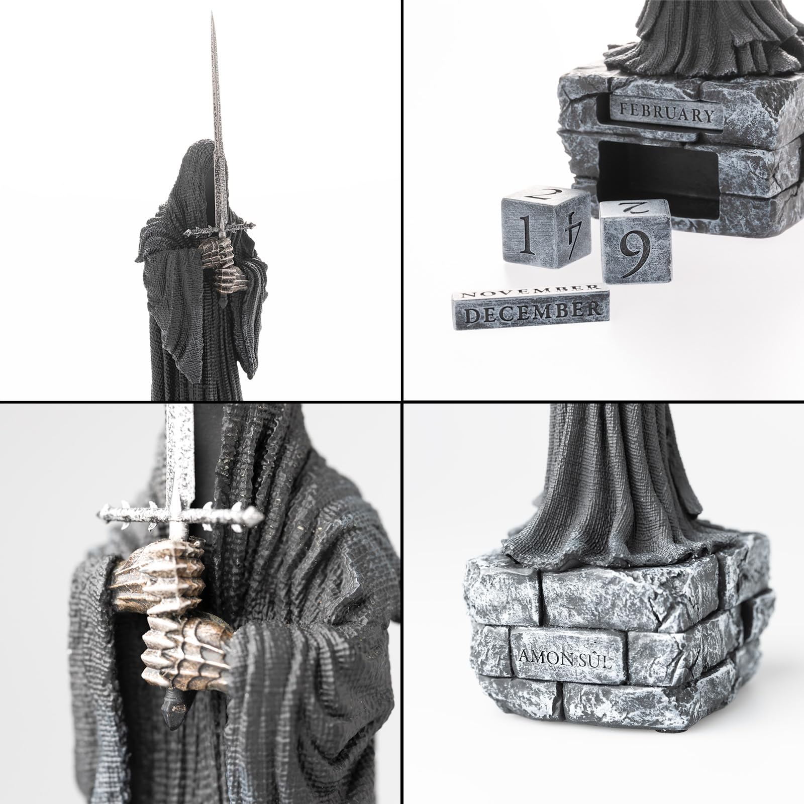 Grupo Erik Der Herr der Ringe Nazgûl Ewiger Kalender Figur | 3D Kalender Tischkalender zum Aufstellen - Dauerkalender - Offizieller Der Herr der Ringe Fanartikel Büro Deko