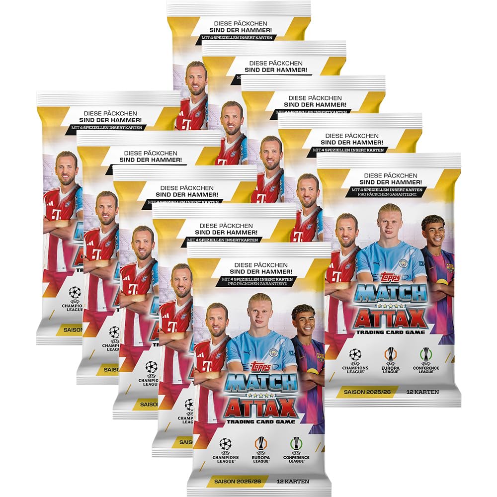 Topps Match Attax Trading Cards Bundle Champions League 25/26-10 Booster