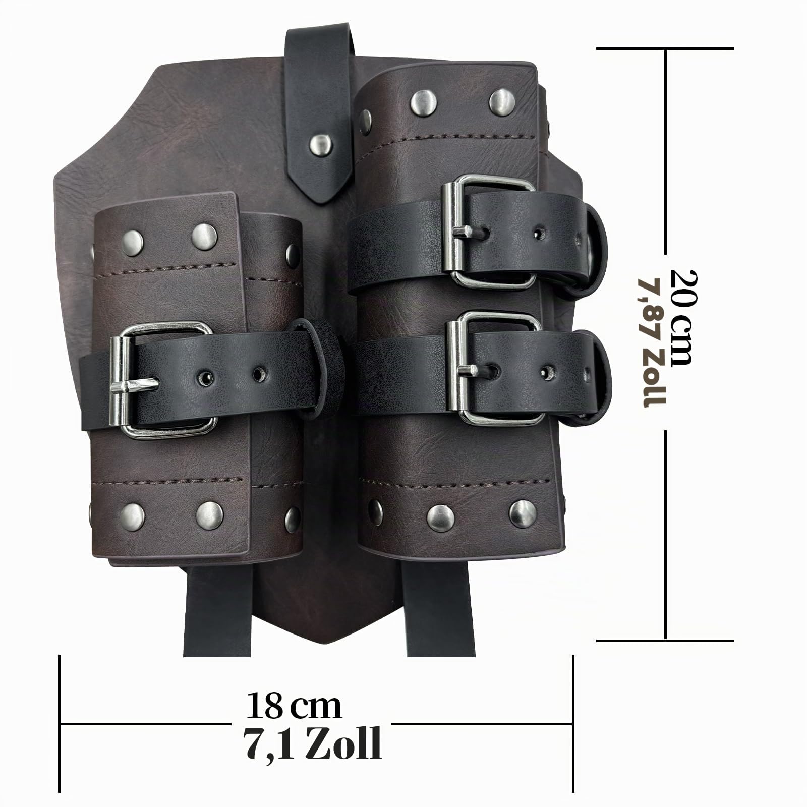 HiiFeuer Mittelalter Kunstleder Doppeltes Rückenschwert Frosch, Vintage Mercenary Verstellbares Schwertholster, Mittelalter Fantasy Rückenschwert Holster für LARP Kostüm