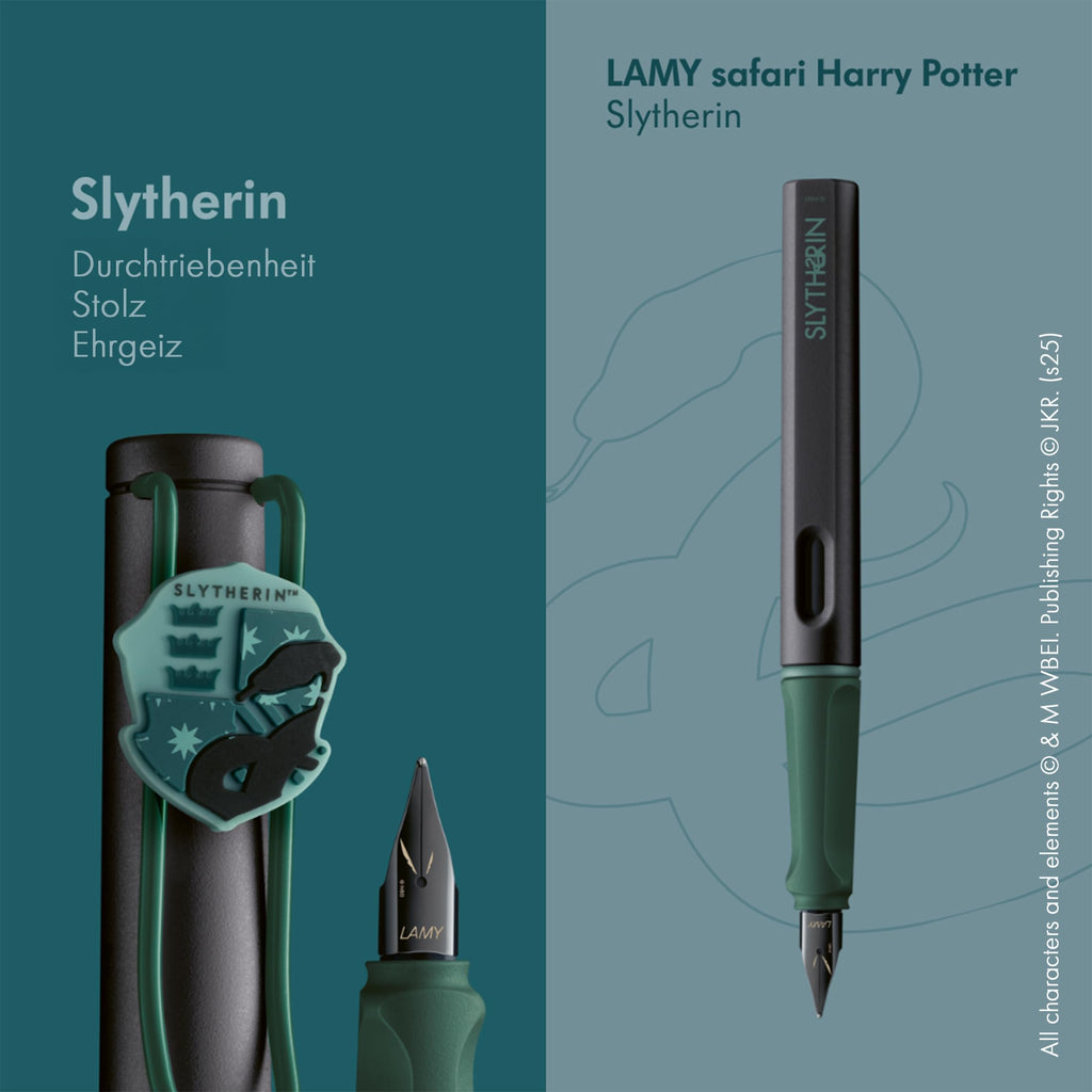 Lamy safari Harry Potter Gryffindor™ Füller – Special Edition Füllhalter mit Wappen des Hauses - Stahlfeder in Strichbreite M – mit ergonomischen Griff – inkl. Tintenpatrone T10 blau – Rechtshänder