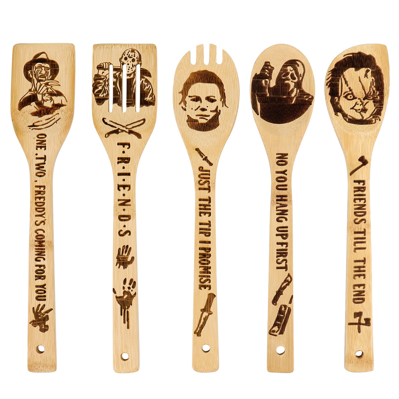 Gravierte Holzlöffel-Set mit 5 – Lustige Harry Geschenke Kochlöffel, Küchenutensilien zum Kochen, Einweihungsgeschenk, Harry Weihnachten Geschenke für Frauen oder Männer (Küche/Deko)