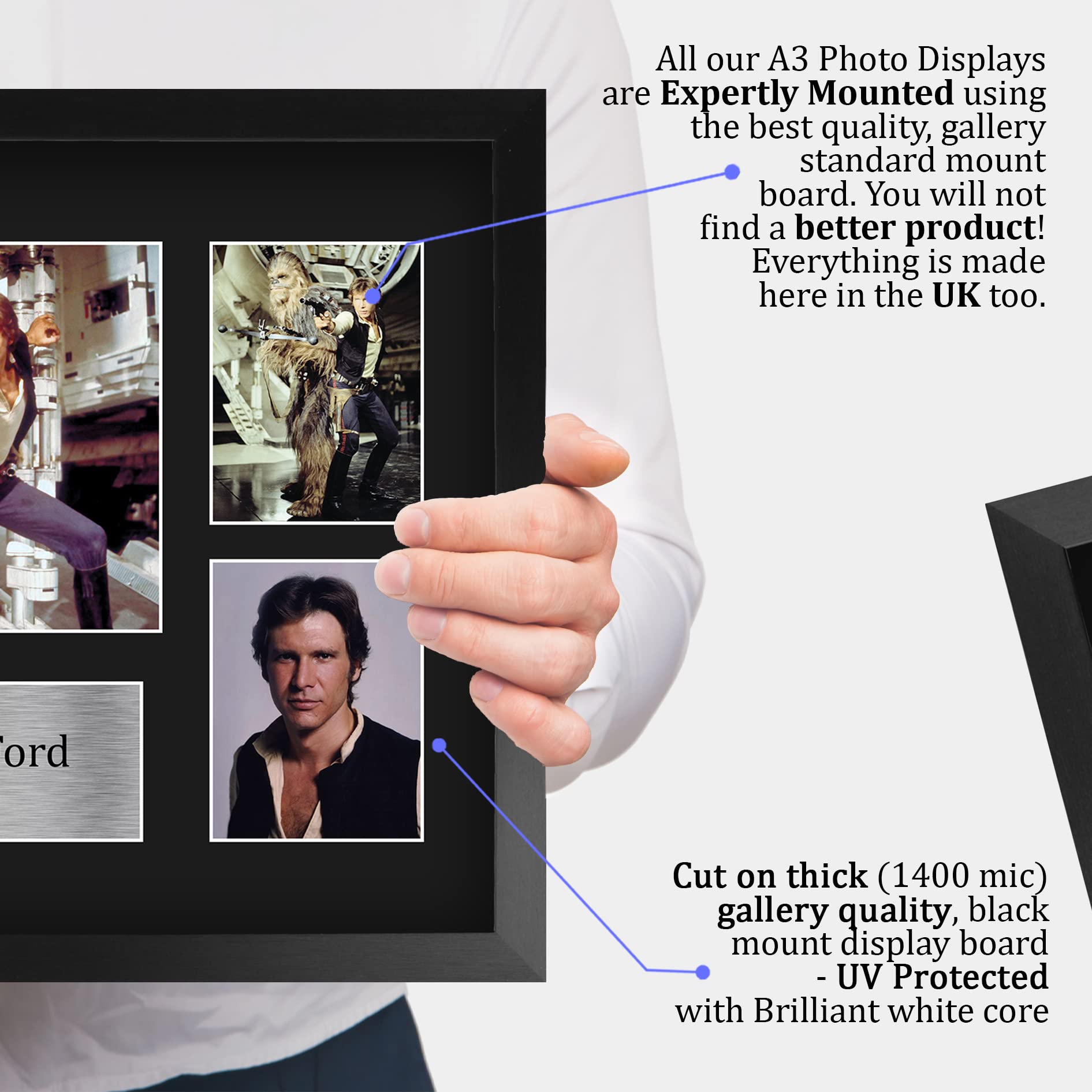 HWC Trading FR A3 Harrison Ford Star Wars Han Solo Geschenke Gedruckt, Signiert Autogramm Bild Display Für Film-Erinnerungsstücke-Fans - A3 Eingerahmt