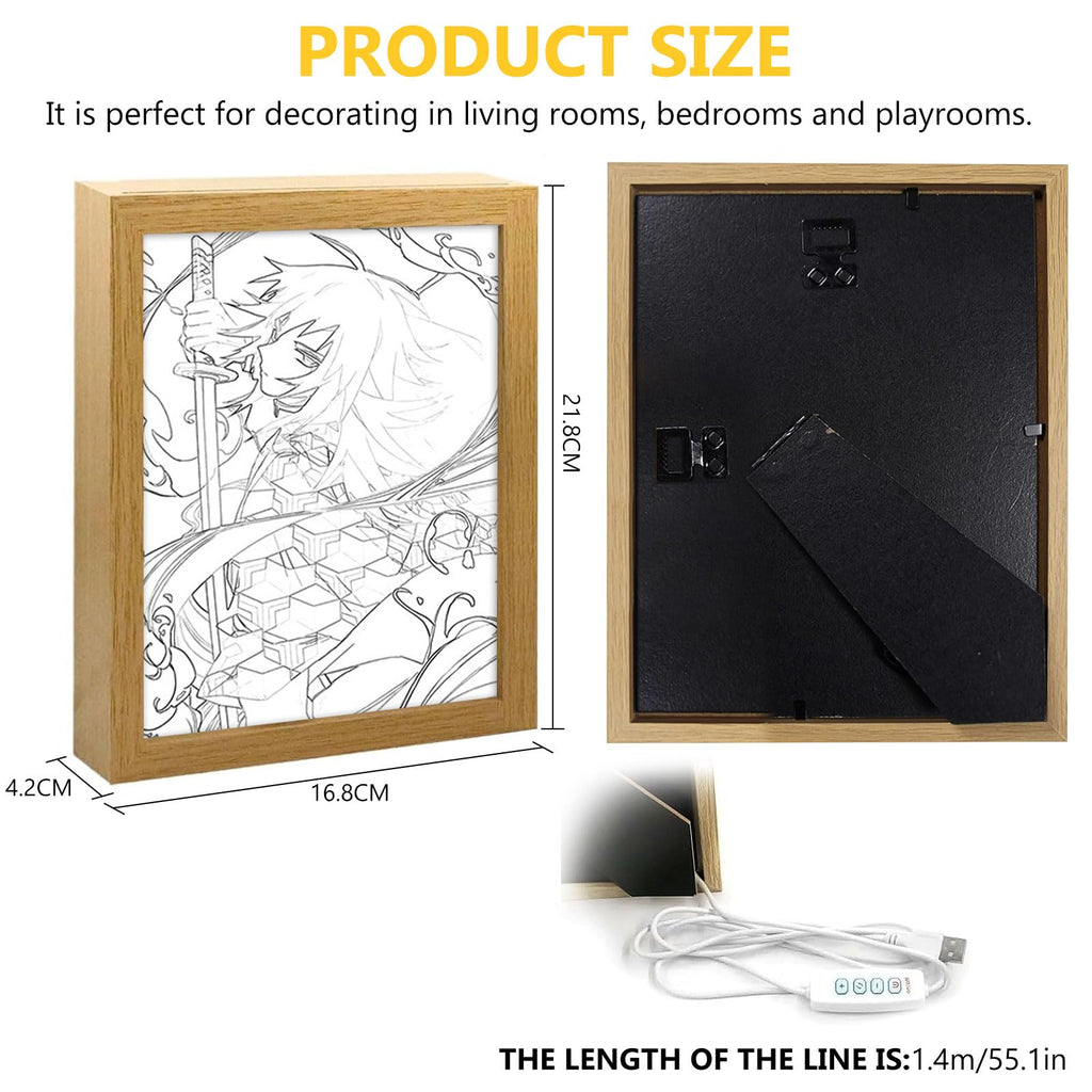 Bocguy Japanischer Anime Juju inspirierte beleuchtete Gemälde, LED Wandkunst Dekor,Jujutsu Kaisen Manga, LED Desktop-Rahmen für Heimdekoration,Kreatives Schlafzimmer und Geschenk