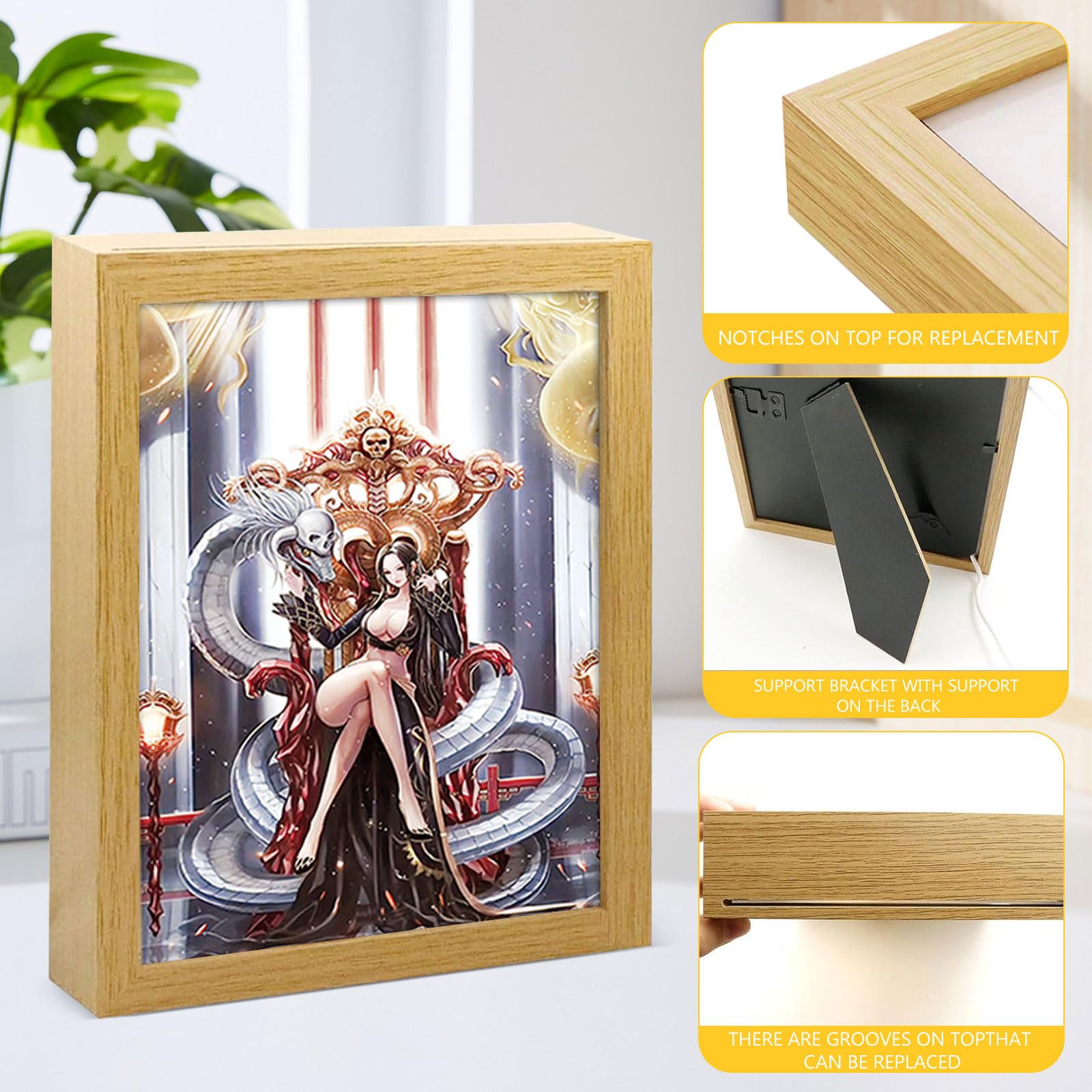 Bocguy Japanischer Anime Juju inspirierte beleuchtete Gemälde, LED Wandkunst Dekor,Jujutsu Kaisen Manga, LED Desktop-Rahmen für Heimdekoration,Kreatives Schlafzimmer und Geschenk