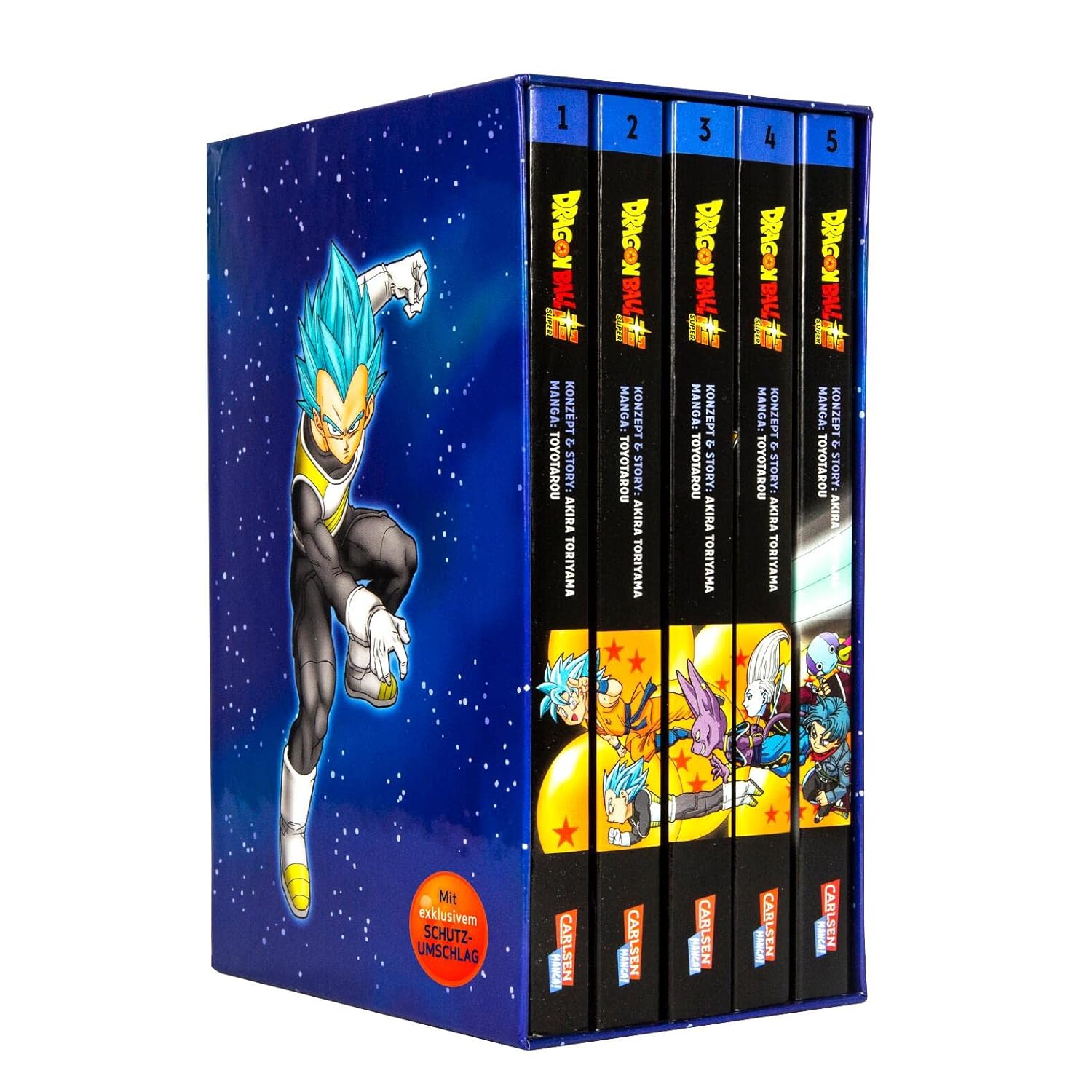 Dragon Ball Super Bände 1-5 im Sammelschuber mit Extra: Die Fortsetzung der Action-Manga-Serie ab 10 Jahren über epische Schlachten und kosmische Abenteuer