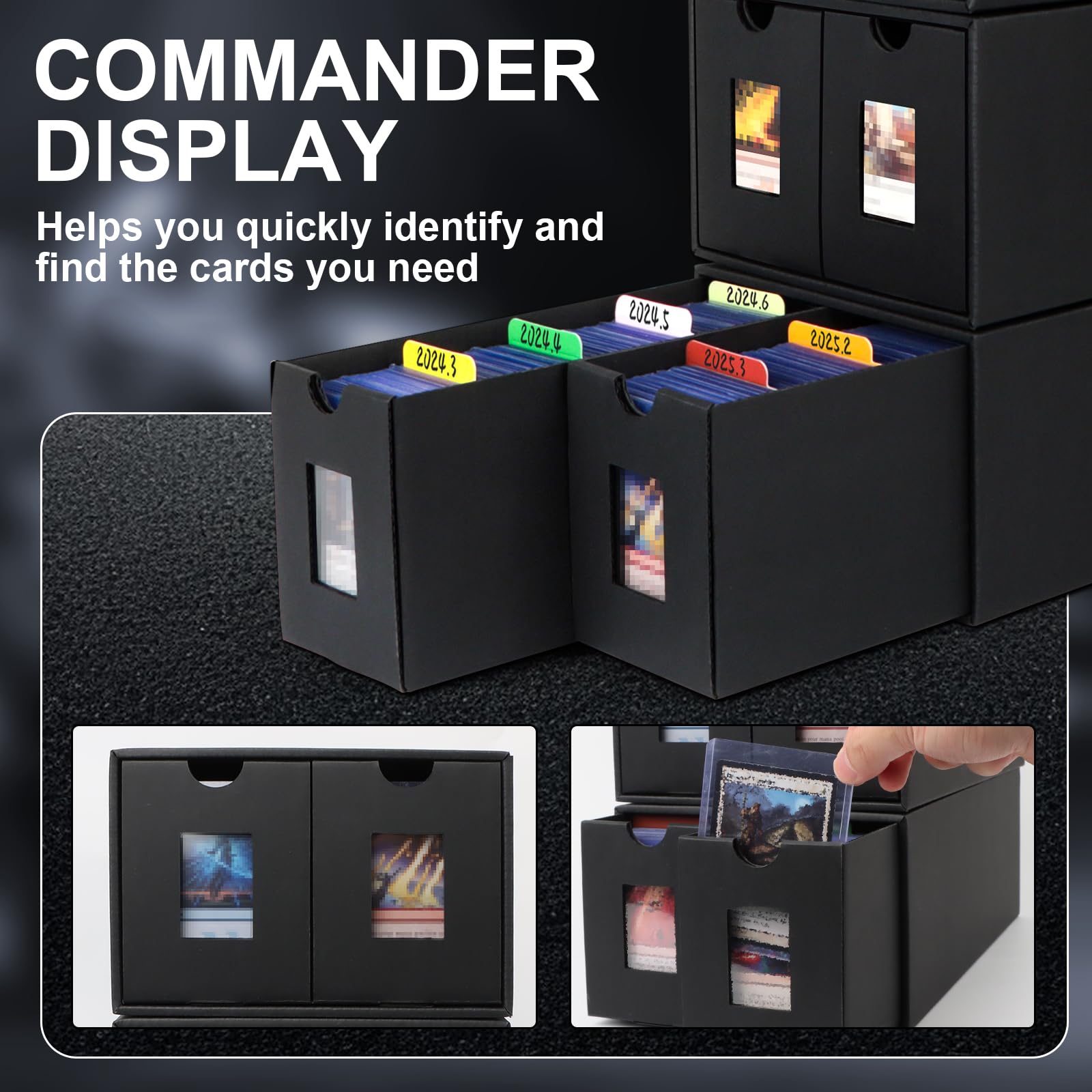 AOBOPLE Karten Box für 12000+ Trading Card,Sammelkarten-Aufbewahrungsbox mit 48 Kartenteiler,Etiketten Klebeband und Schubladen,Sammelkarten Box Trading Card Box für TCG,MTG,PTCG,Sports Karten