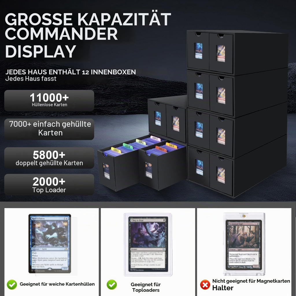 AOBOPLE Karten Box für 12000+ Trading Card,Sammelkarten-Aufbewahrungsbox mit 48 Kartenteiler,Etiketten Klebeband und Schubladen,Sammelkarten Box Trading Card Box für TCG,MTG,PTCG,Sports Karten