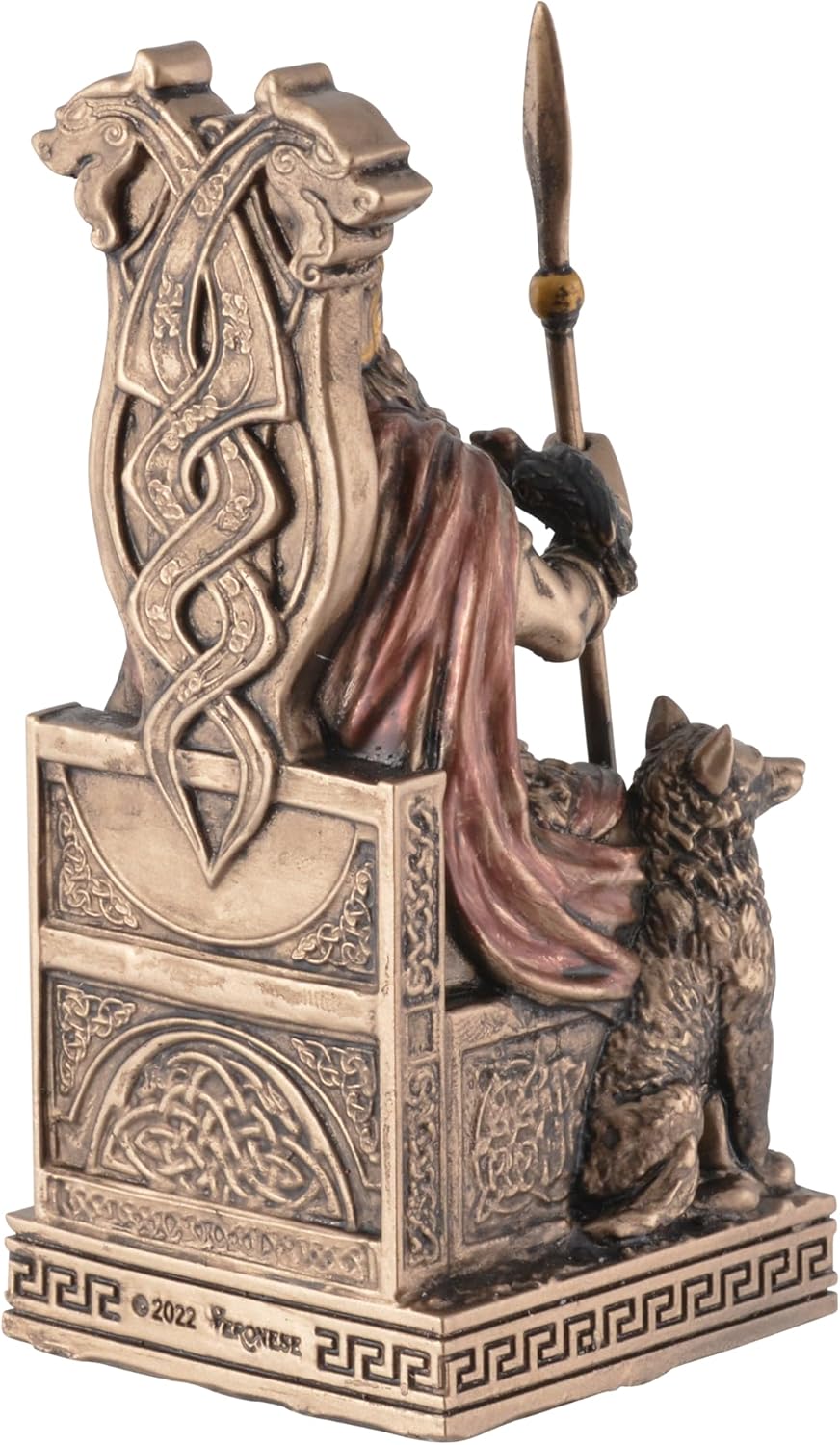 VOGLER Joh. Vogler GmbH Germanischer Gott Odin auf dem Thron, aus Kunststein, mit Bronzefarbe von Künstlerhand bemalt, by Veronese