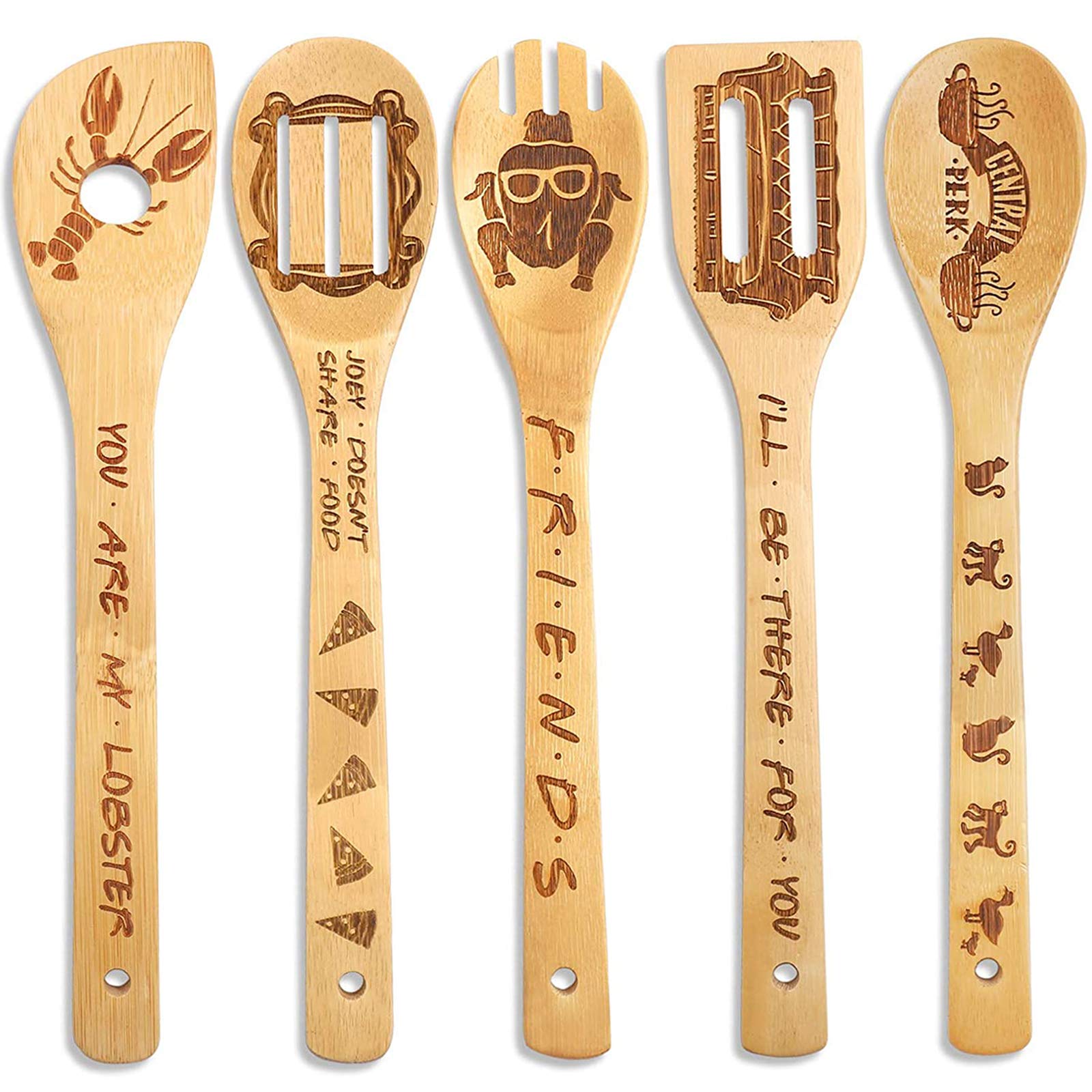 Gravierte Holzlöffel-Set mit 5 – Lustige Harry Geschenke Kochlöffel, Küchenutensilien zum Kochen, Einweihungsgeschenk, Harry Weihnachten Geschenke für Frauen oder Männer (Küche/Deko)
