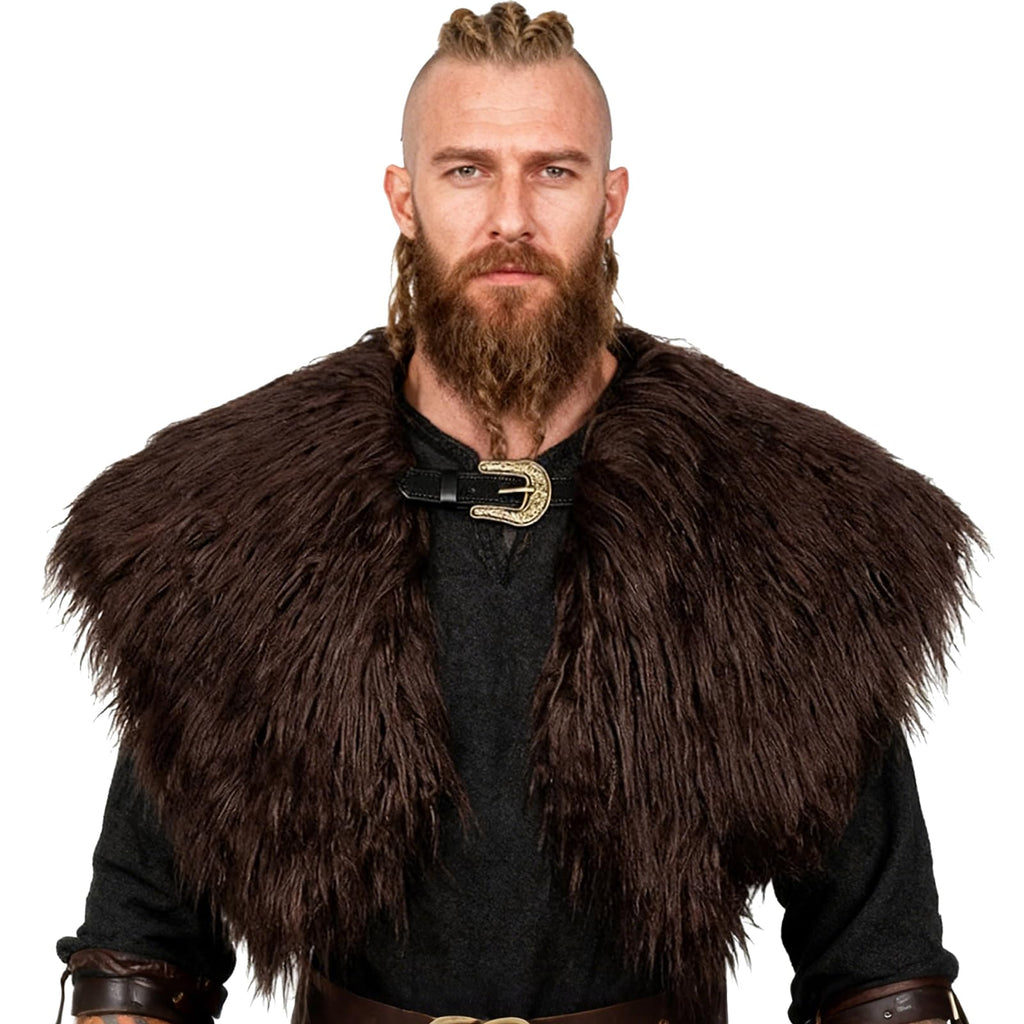 keland Viking Kunstfell Kragen für Männer Schal Capelet Wrap Kostüm Accessoire