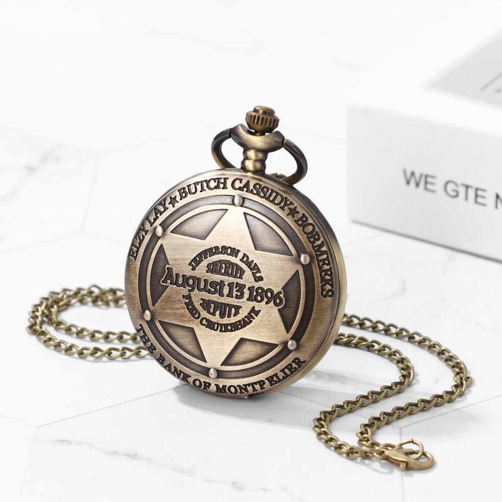 JewelryWe Taschenuhr Herren Damen Vintage: Retro Analog Quarz Kettenuhr Uhr Umhängeuhr mit Halskette Kette Pocket Watch Bronze Unisex Geschenk