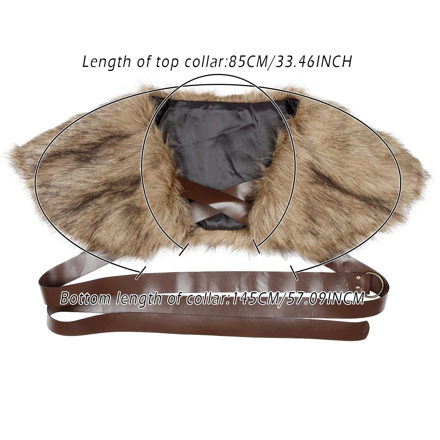 keland Viking Kunstfell Kragen für Männer Schal Capelet Wrap Kostüm Accessoire