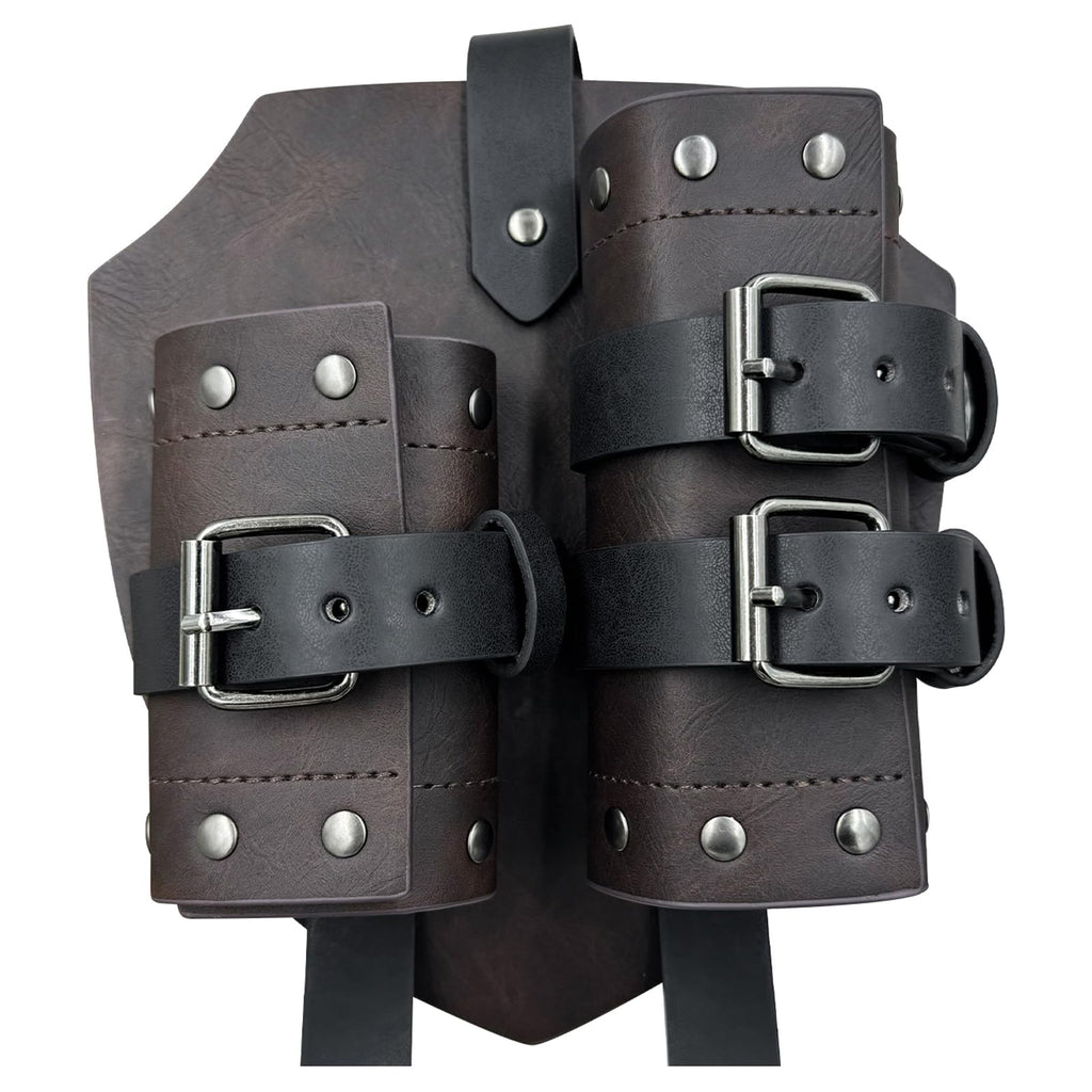 HiiFeuer Mittelalter Kunstleder Doppeltes Rückenschwert Frosch, Vintage Mercenary Verstellbares Schwertholster, Mittelalter Fantasy Rückenschwert Holster für LARP Kostüm