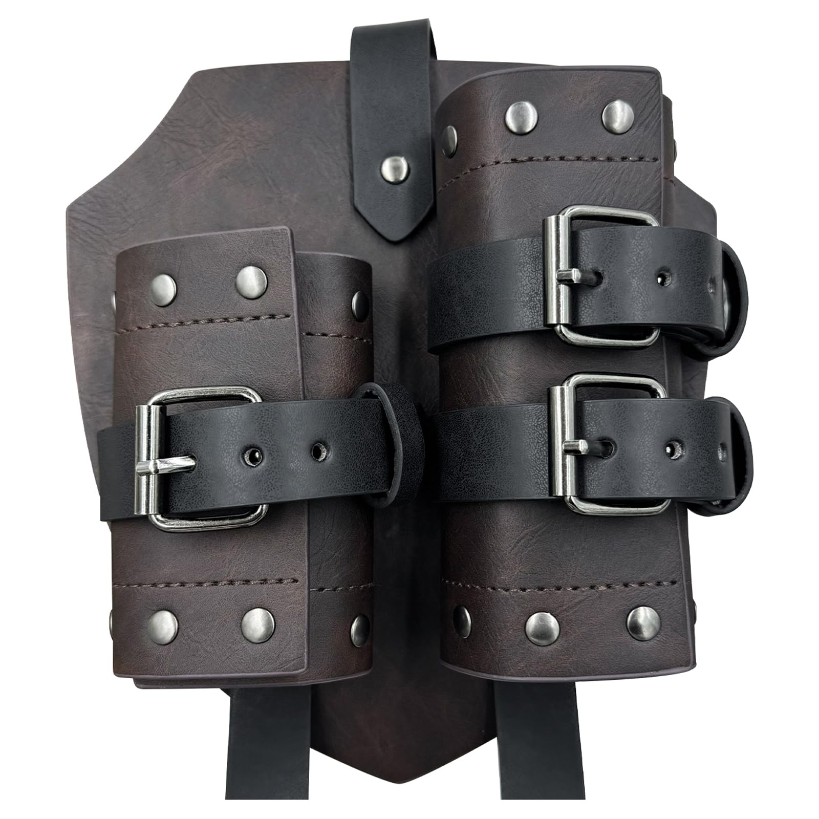 HiiFeuer Mittelalter Kunstleder Doppeltes Rückenschwert Frosch, Vintage Mercenary Verstellbares Schwertholster, Mittelalter Fantasy Rückenschwert Holster für LARP Kostüm