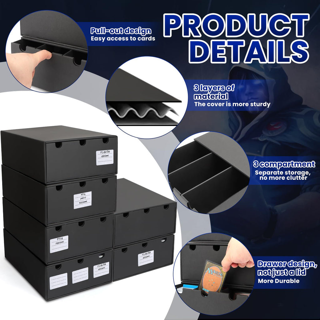 AOBOPLE Karten Box für 12000+ Trading Card,Sammelkarten-Aufbewahrungsbox mit 48 Kartenteiler,Etiketten Klebeband und Schubladen,Sammelkarten Box Trading Card Box für TCG,MTG,PTCG,Sports Karten