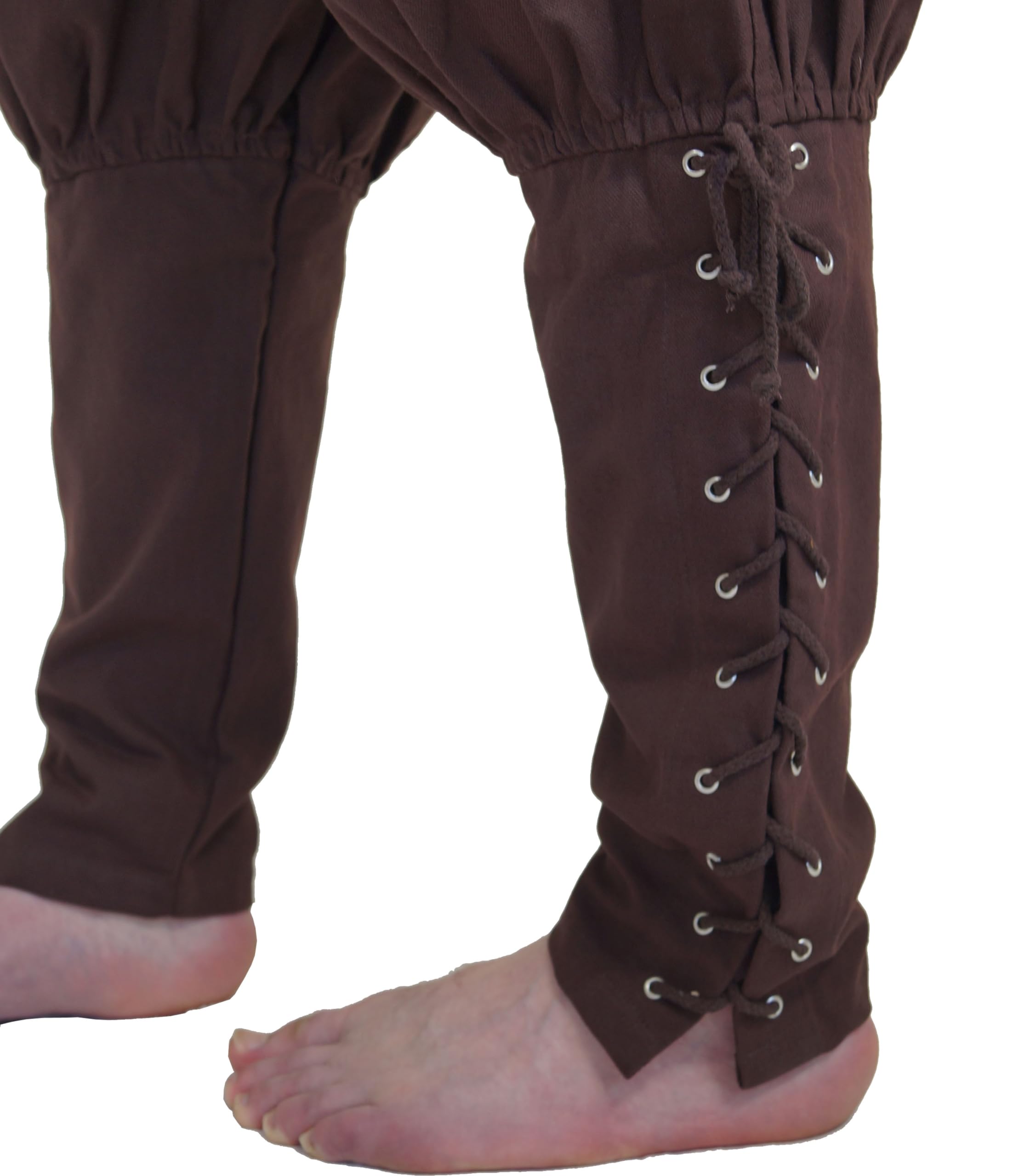 MAYLYNN Mittelalter Hose mit Taschen und Schnürung Wikinger Kelte, schwarz, Größe:L