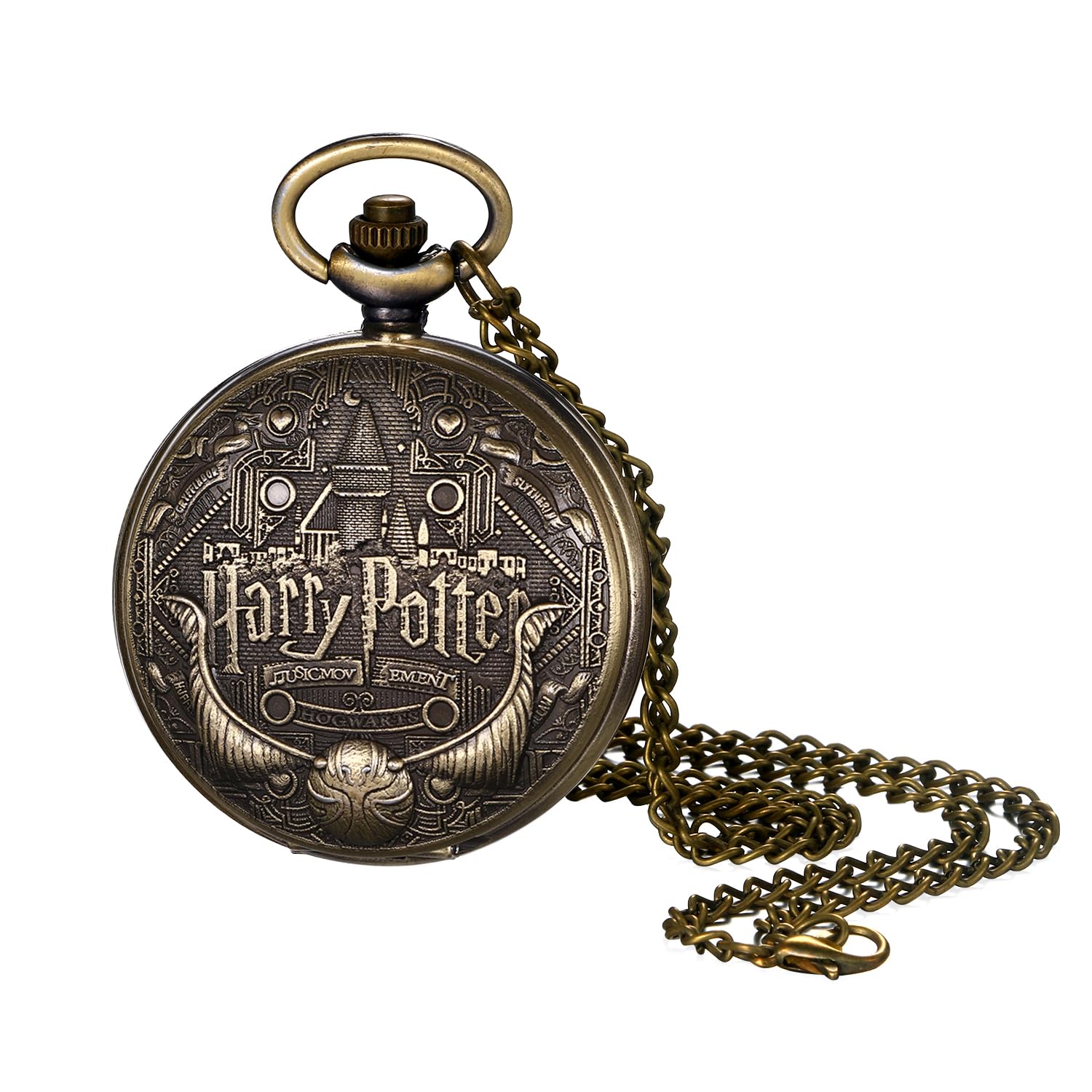 JewelryWe Taschenuhr Herren Damen Vintage: Retro Analog Quarz Kettenuhr Uhr Umhängeuhr mit Halskette Kette Pocket Watch Bronze Unisex Geschenk