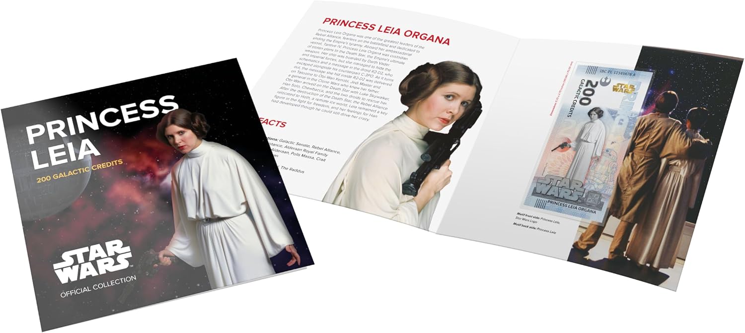 Star Wars Sammlerbanknote – Princess Leia Collectible Note – Limitierte Edition – mit goldenem Hologramm und UV-Effekten – Kein Spielzeug