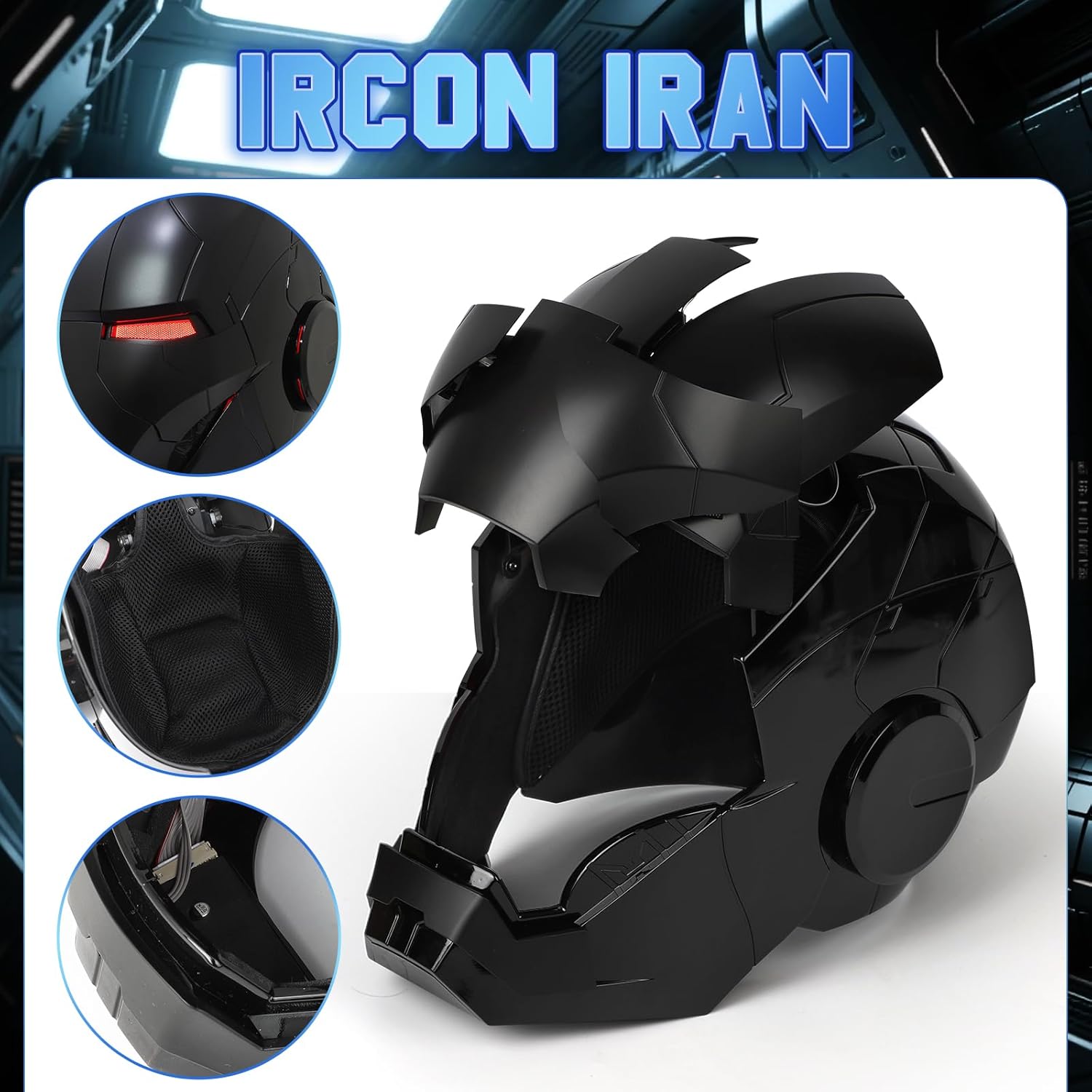 Iron Hero MK 5 Black Edition Sammlerhelm für Herren 1:1 mit Stimme, Touch und Fernbedienung, LED-Augen und realistischen Soundeffekten, Cosplay-Geschenk und Display für Erwachsene und Jugendliche
